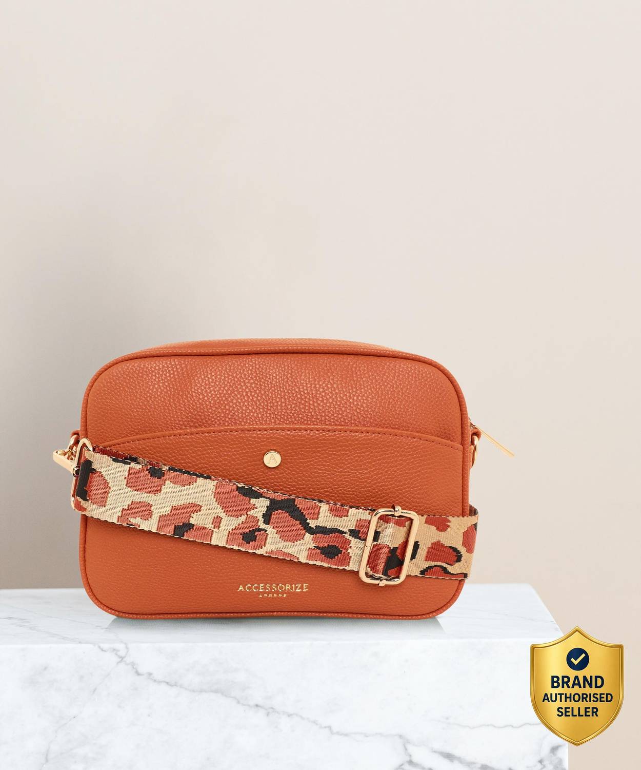 ACCESSORIZE LONDON Orange Sling Bag Women's Orange Leopard strap camera Sling bag