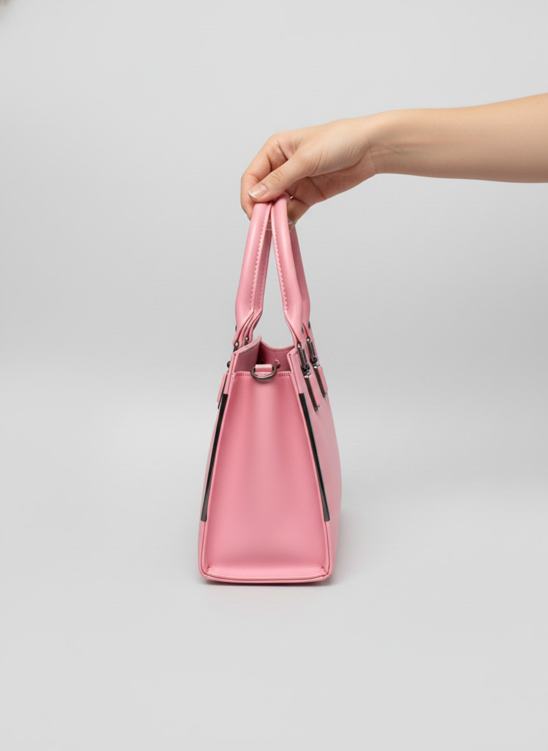 Image of Salwa Pink Hand-held Bag Stylish Pink Structured Handbag for Women