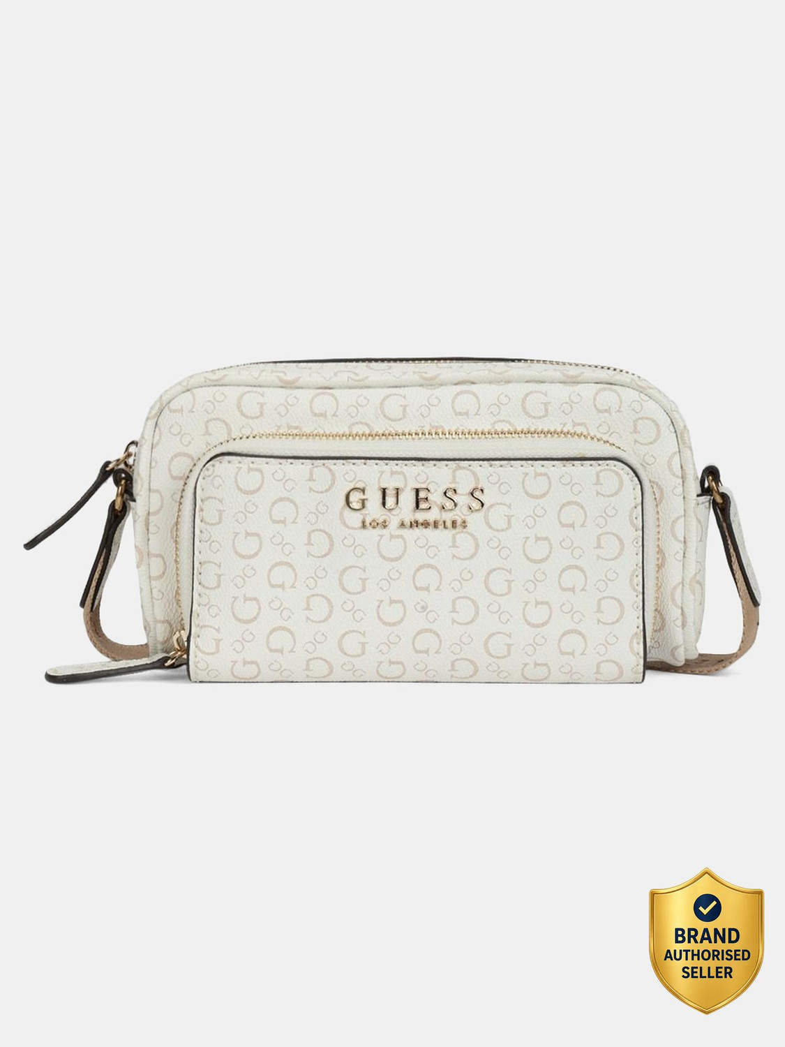 Image of GUESS White Shoulder Bag Saffron Mini