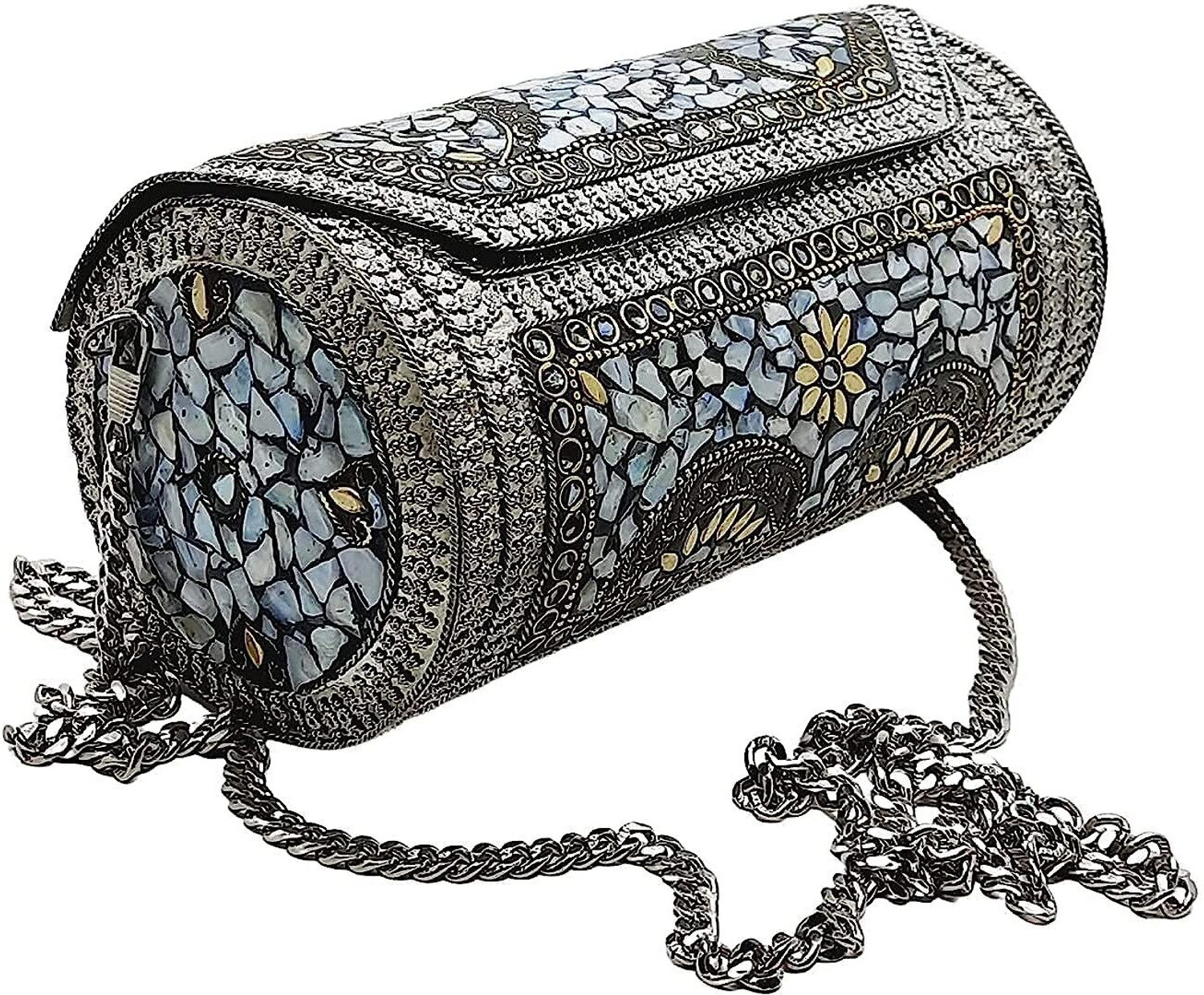Image of Shakuntla Handicraft Silver Clutch Antique Bridal