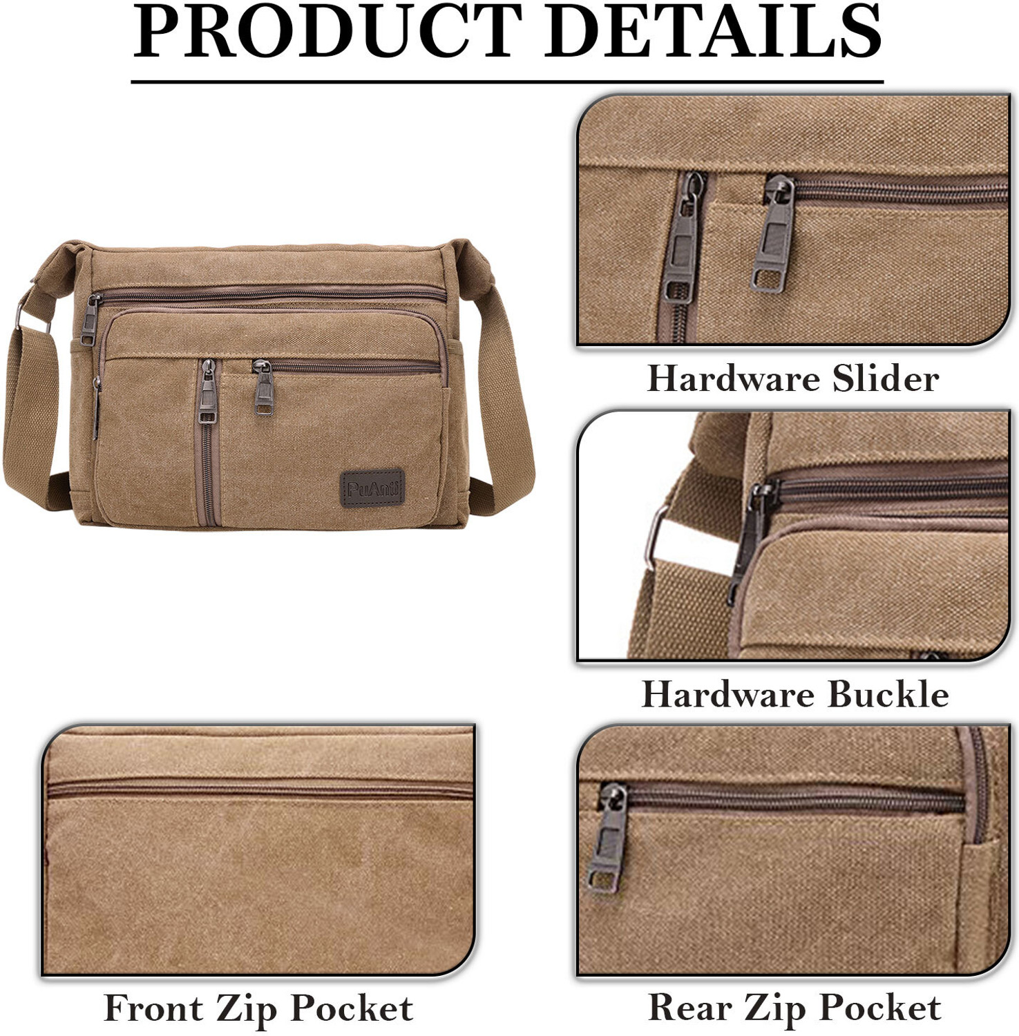 Image of MOMISY Brown Sling Bag Canvas Sling Bag