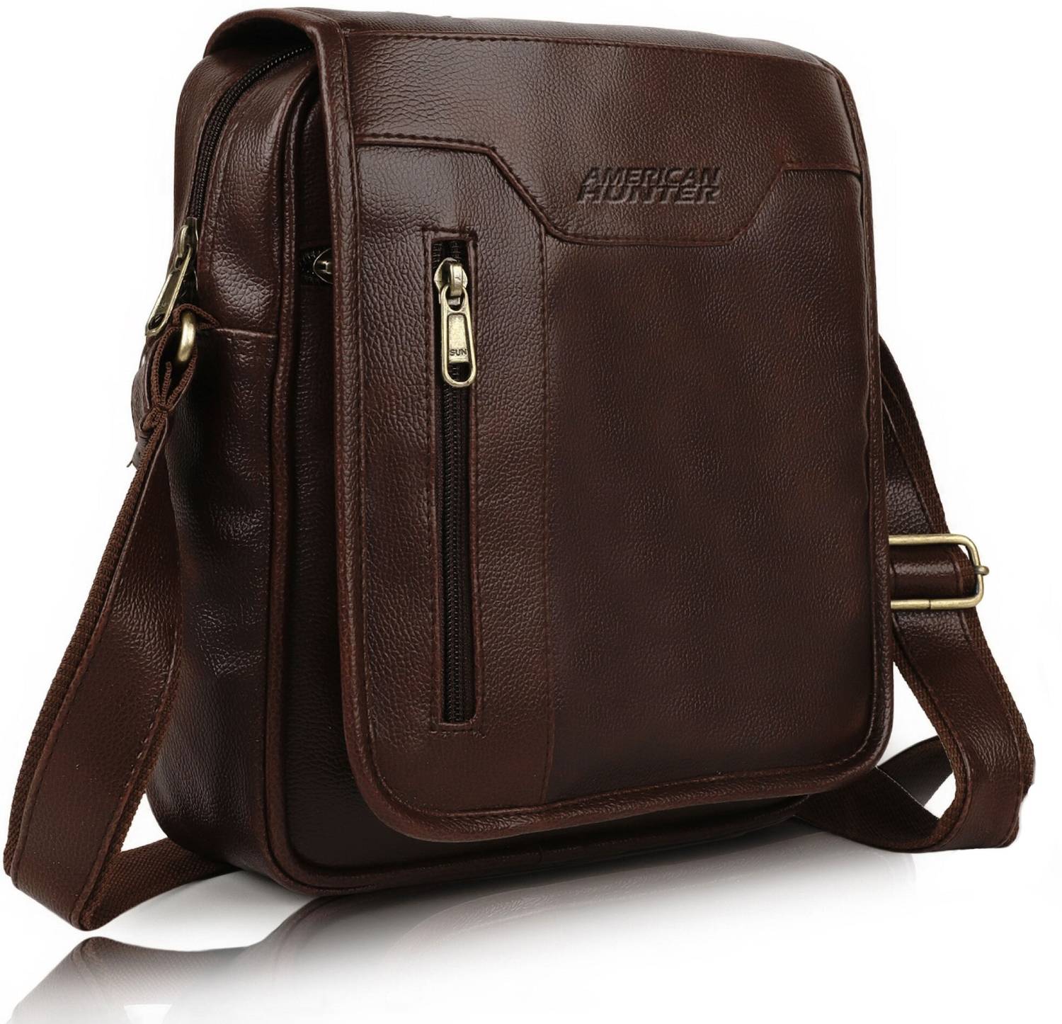 American Hunter Brown Sling Bag Vegan Leather for men