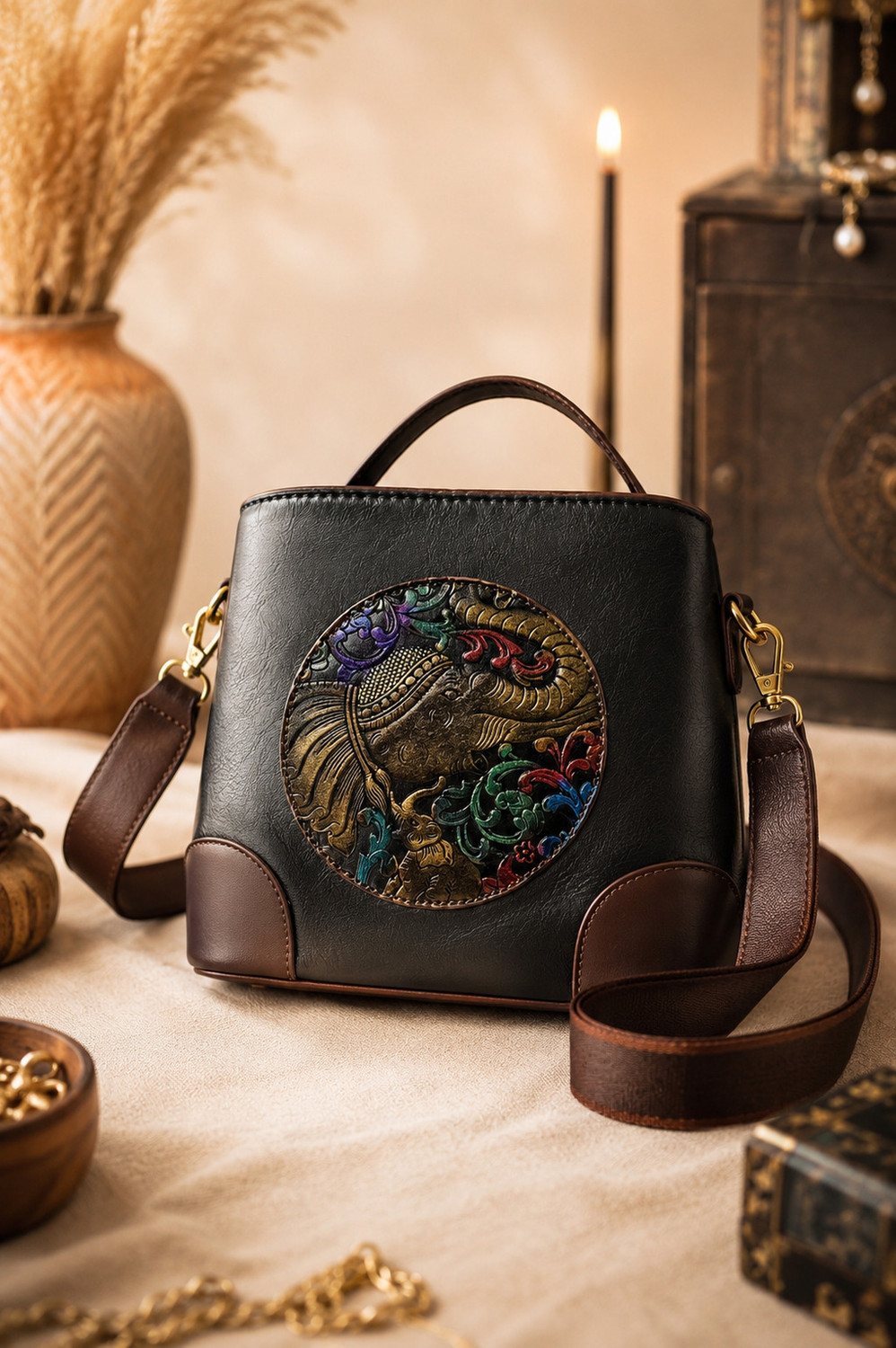 Image of AJ COL Black Sling Bag Black women sling bag