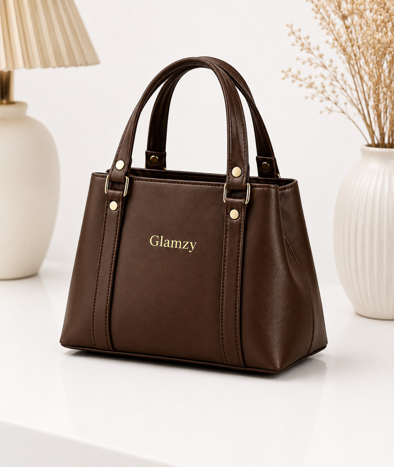 Image of GLAMZY Brown Hand-held Bag mini hand bag