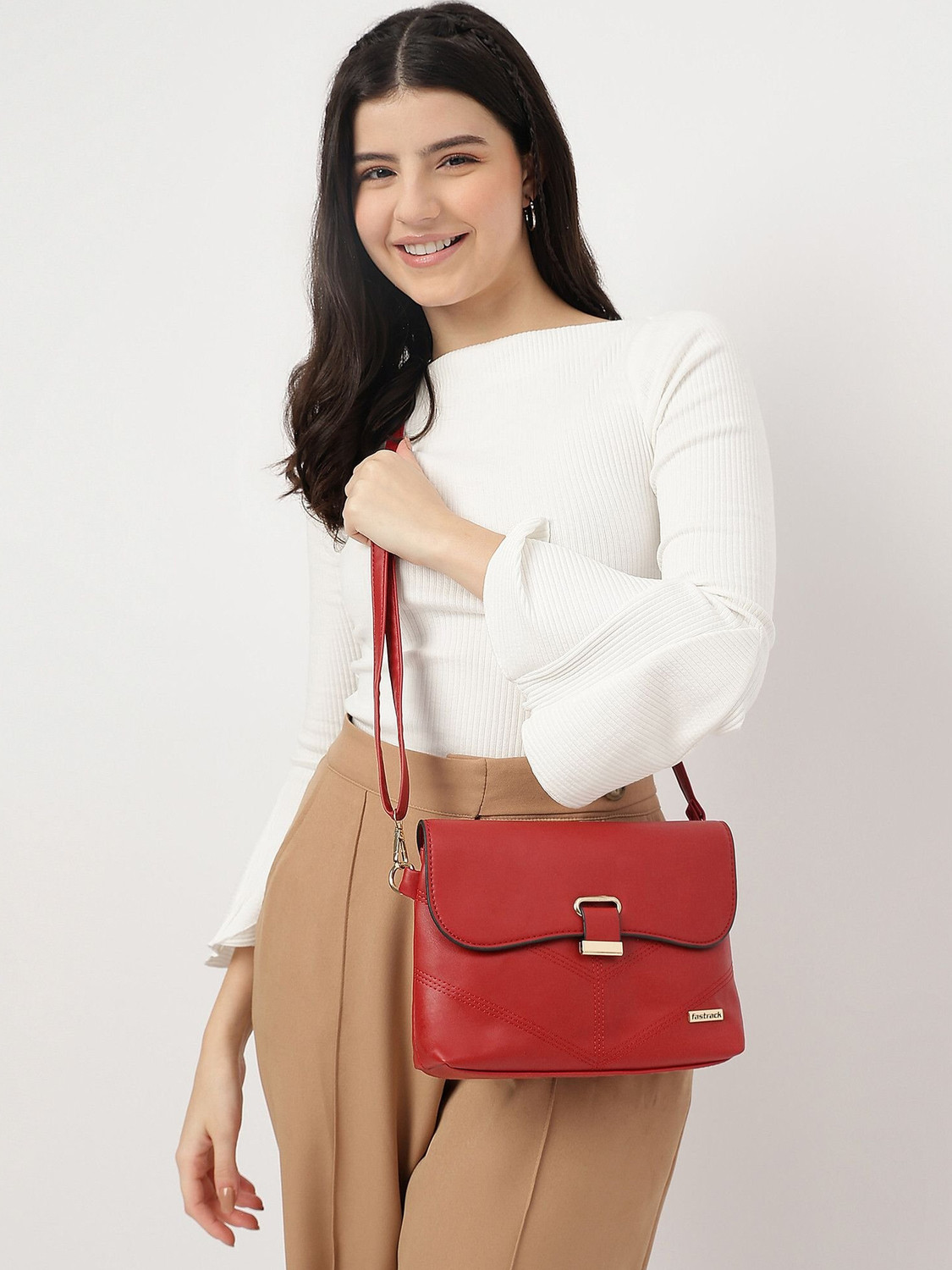 Image of Fastrack Red Sling Bag Solid