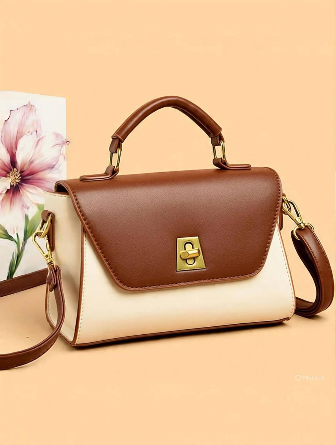 Aala Star Multicolor Sling Bag Women's Stylish Handbag MAROON& Beige Crossbody Shoulder Bag with Lock Closure