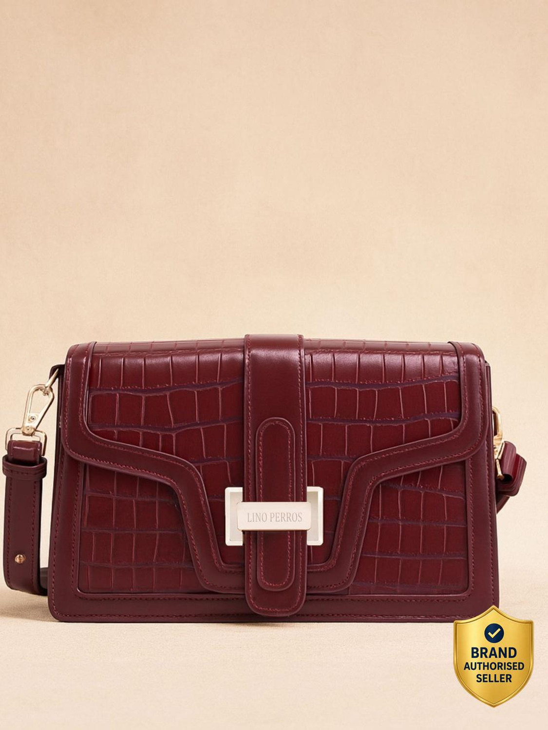 Image of LINO PERROS Maroon Sling Bag Voyage Shoulder