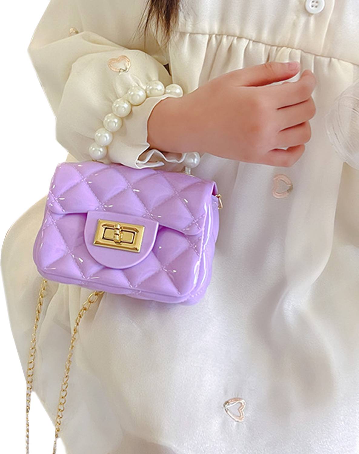 BABYMOON Purple Sling Bag Kids Jelly Sling Purse Fashion Handbag – Purple