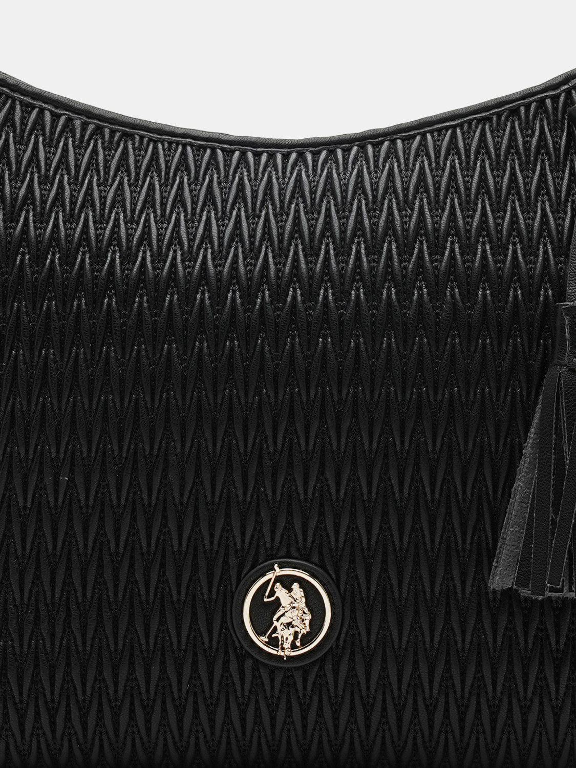 Image of U.S. POLO ASSN. Black Women Shoulder Bag Bridget Black Solid Finish Handbag