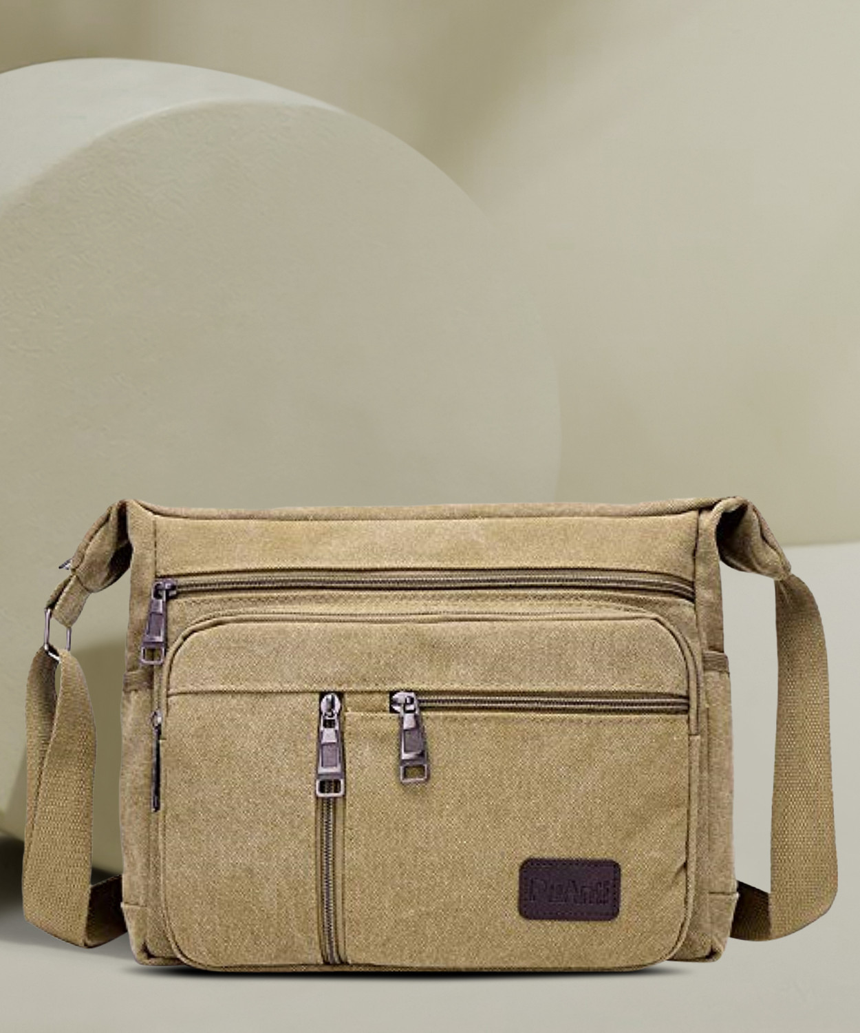 Image of MOMISY Khaki Sling Bag Canvas Sling Bag