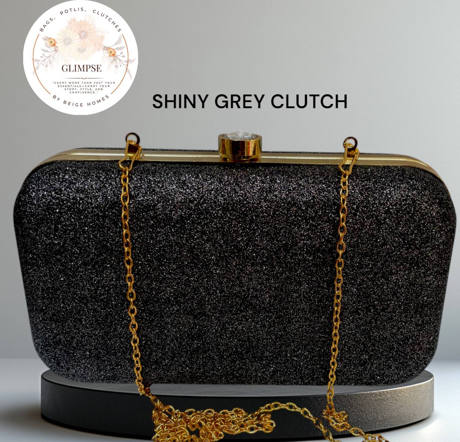 ACCESSORIZEME Multicolor, Grey Sling Bag MULTI SHINY GRY CLUTCH