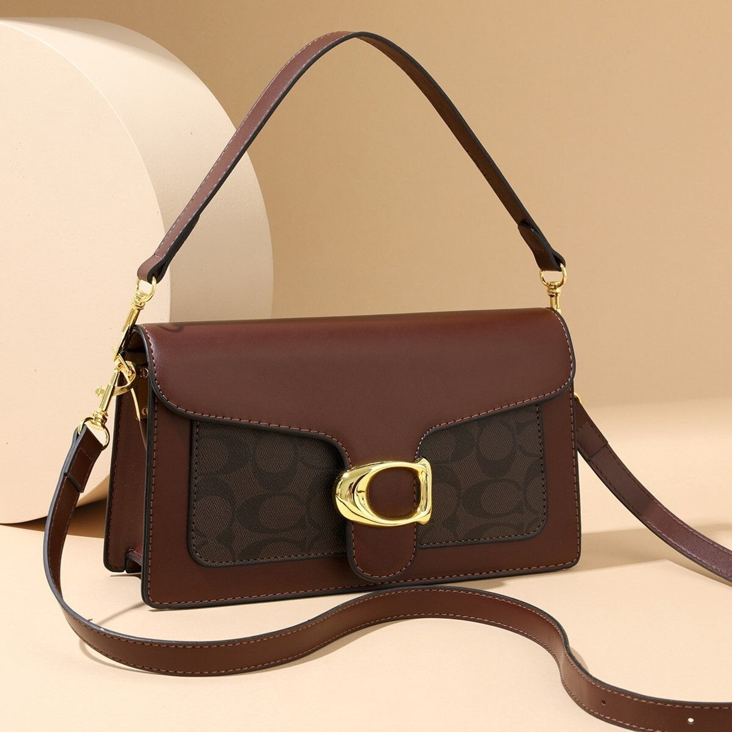 Image of Diva Dale Brown Sling Bag Trendy Style Dual-Tone Party-Wear Monogram Print
