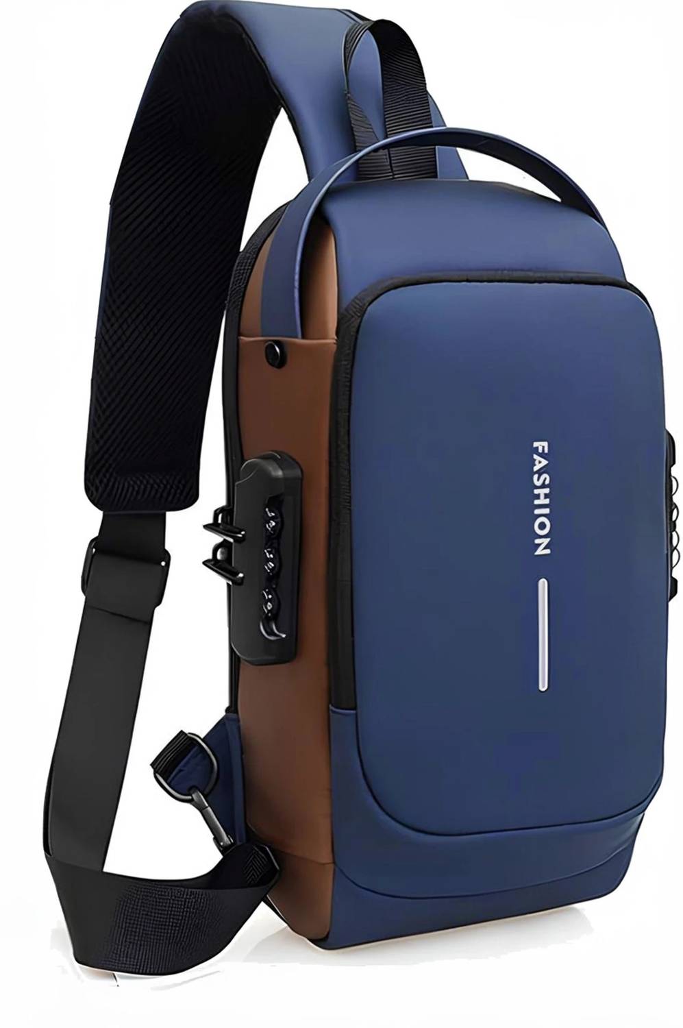 Blue Men Sling Bag Sling Bag for Men |Anti-theft Crossbody Bag USB PU Shoulder Bag - Image 1