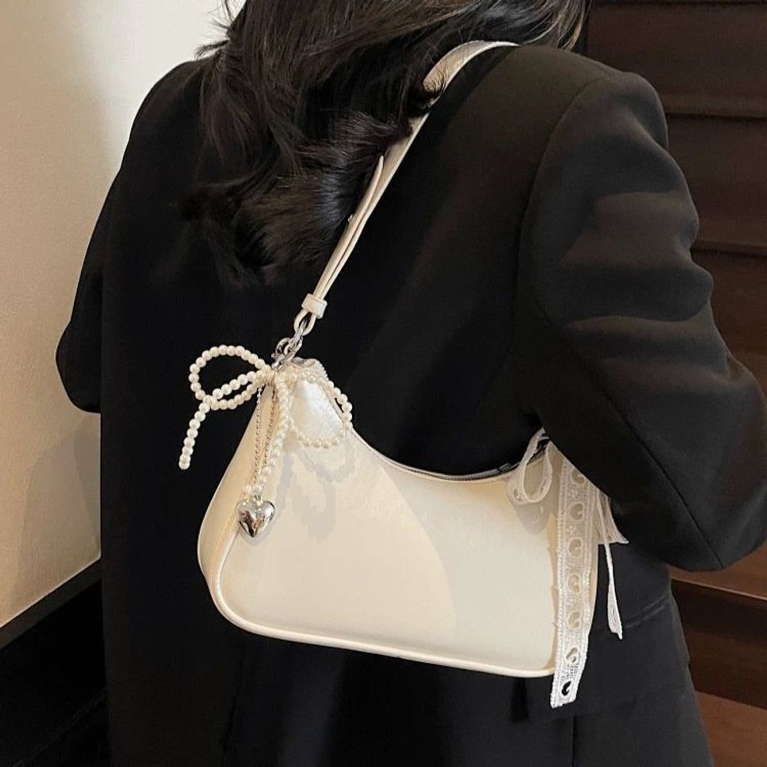Image of StyleForevr White Sling Bag Korean Sling Bag Or Shoulder Bag For Women /Girls With Bag Charm