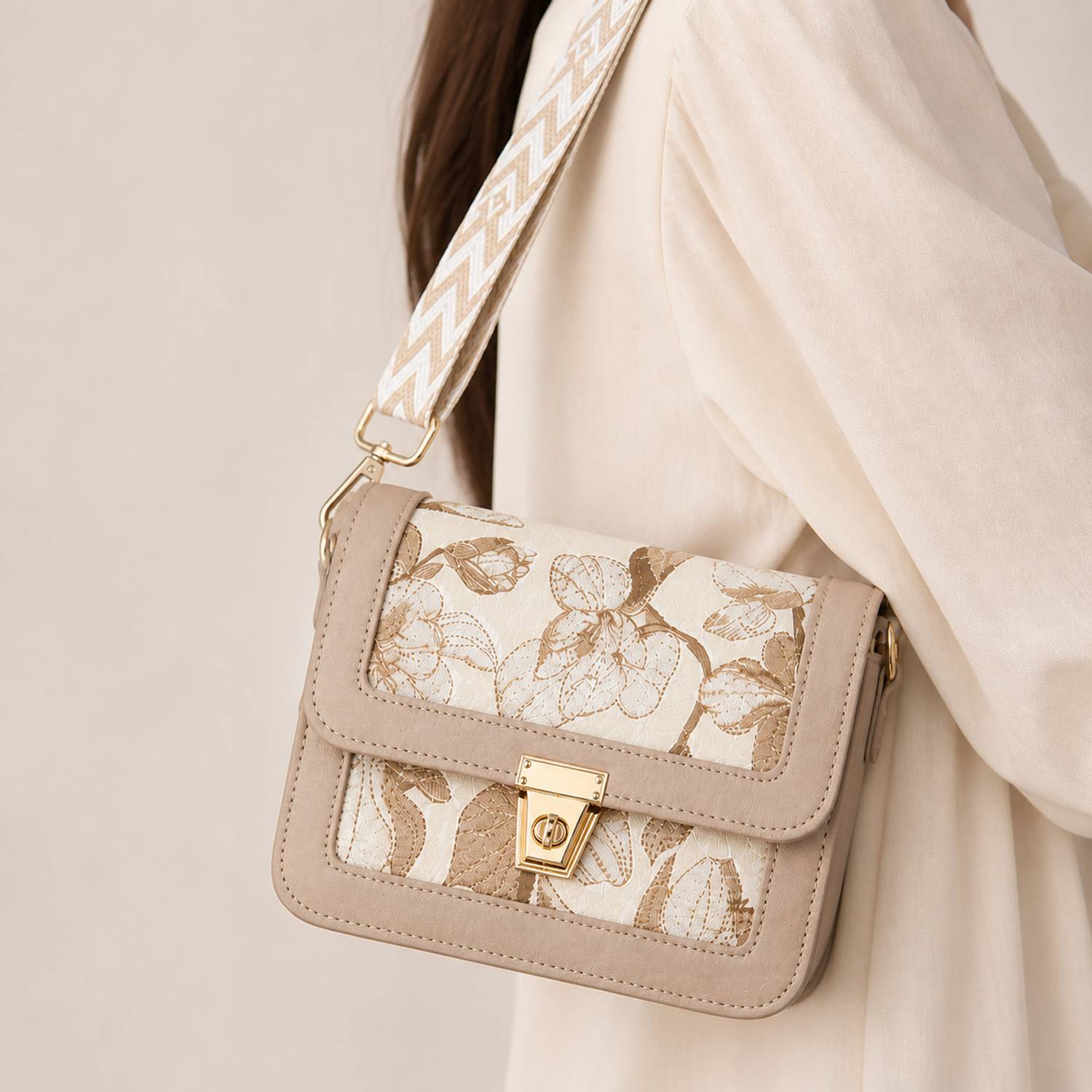CATLIN Beige Floral Sling Bag - Image 4