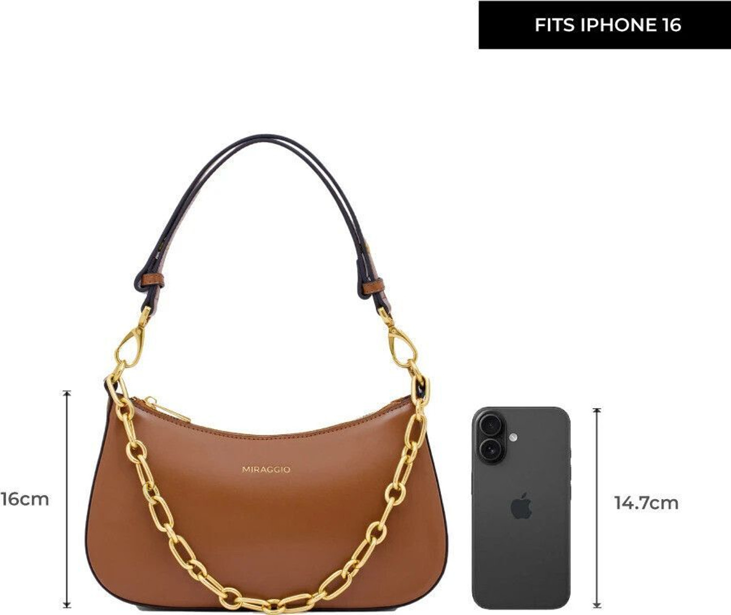 Image of Miraggio Brown Shoulder Bag Sling Bag For Women With Detachable Strap