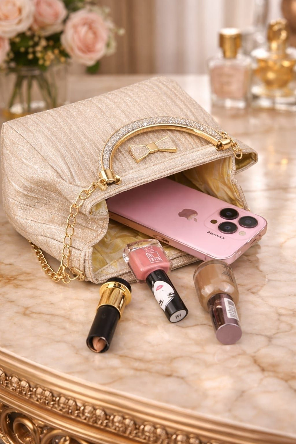 Image of Trend james collection Silver Women Sling Bag Party, Wedding & Festive Handbag | Stylish Mini Shoulder Purse for Ladies