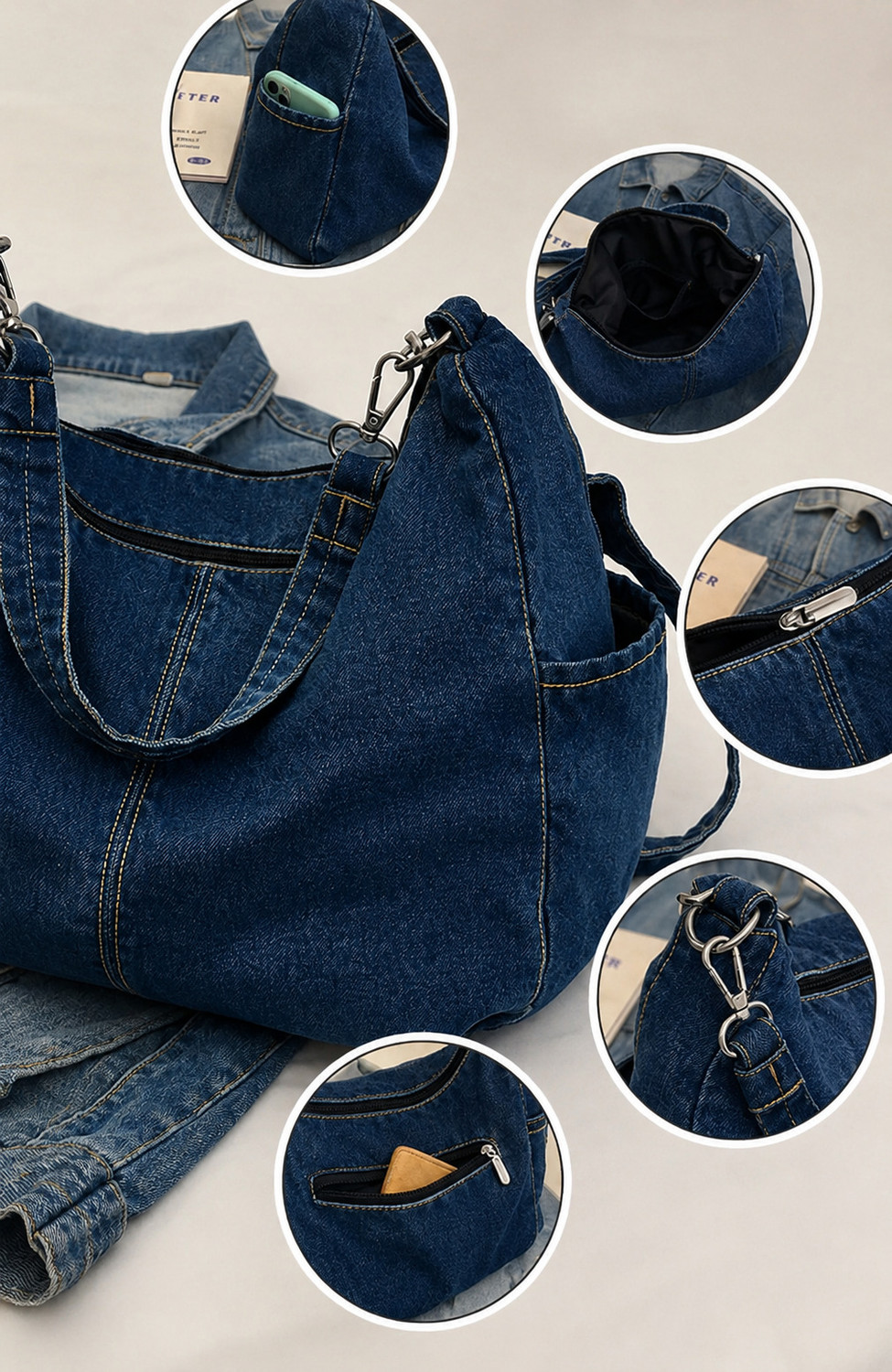 Image of HaveGlam Blue Messenger Bag new denim 2 pocket handbag