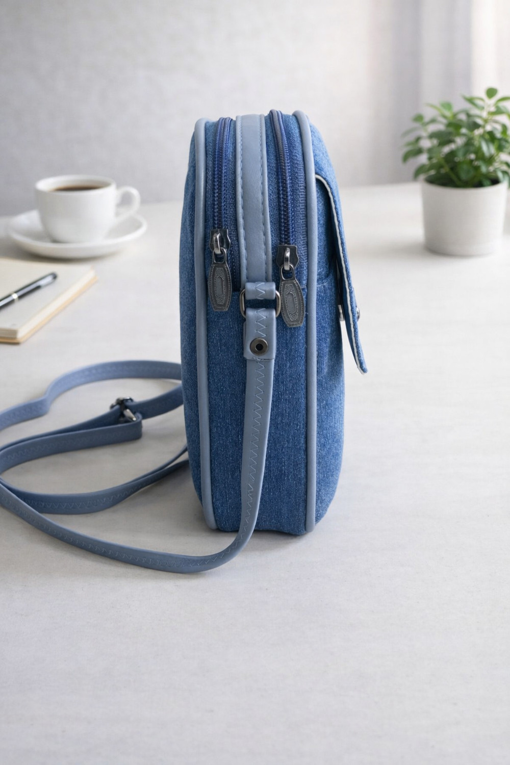 Image of VRUGRA Blue Sling Bag Denim Stylish Sling Bag for Women | Mini Crossbody Mobile Pouch