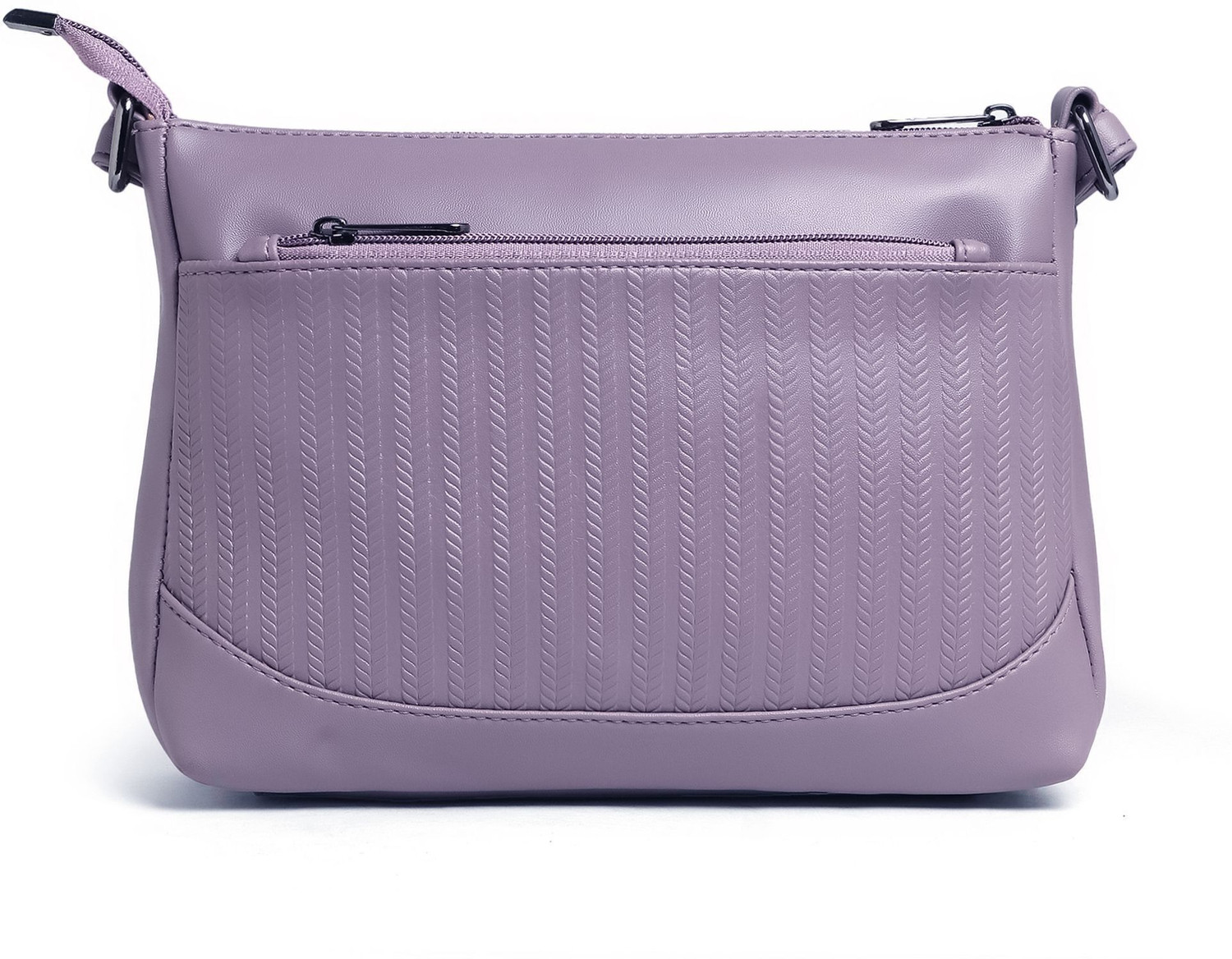 Image of Women Marks Purple Sling Bag Leaf Embossed Pattern