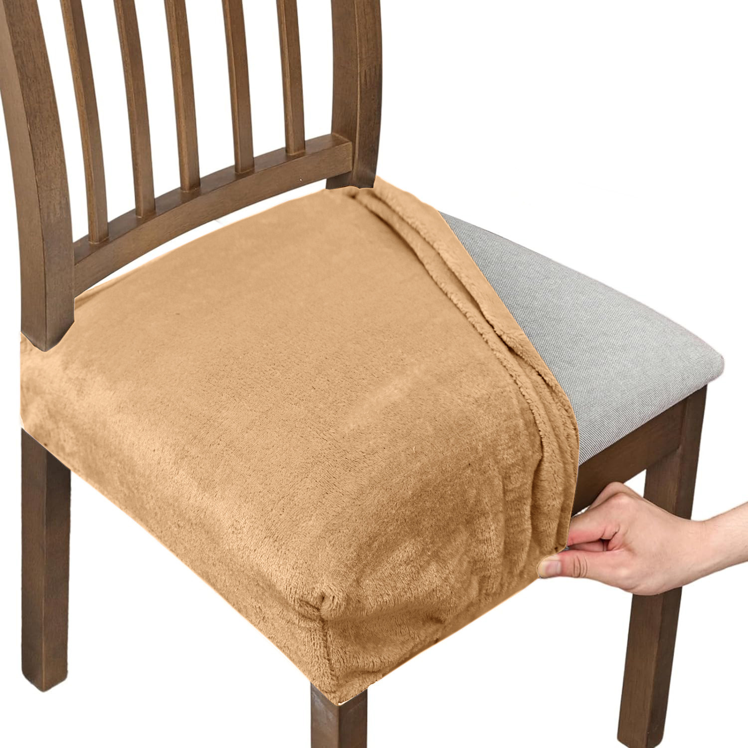 Image of Chipkali Velvet 6 Seater Chair Plain Cover