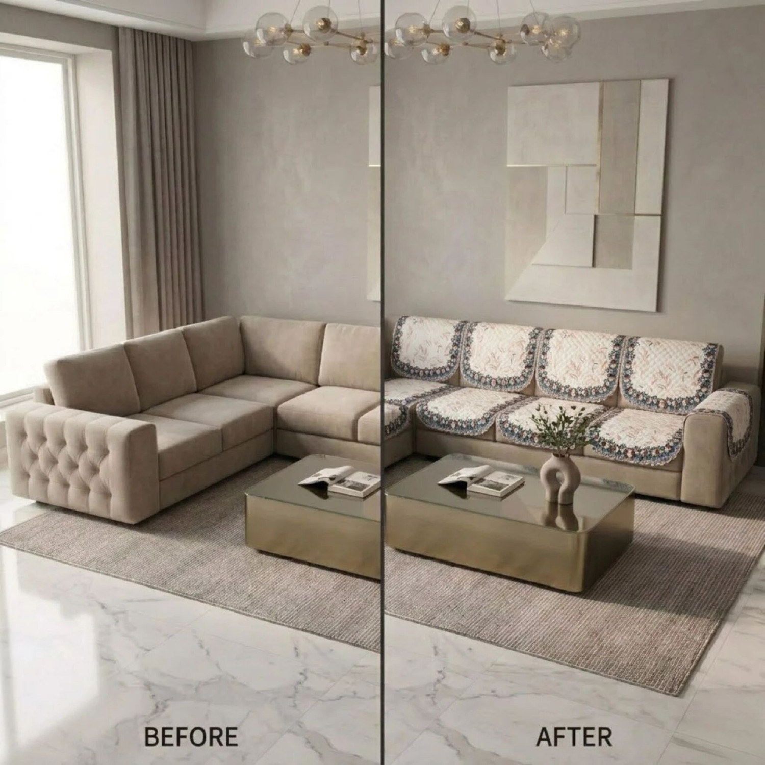 Image of iLiv Velvet 3+2+2 Seater Sofa Floral Cover
