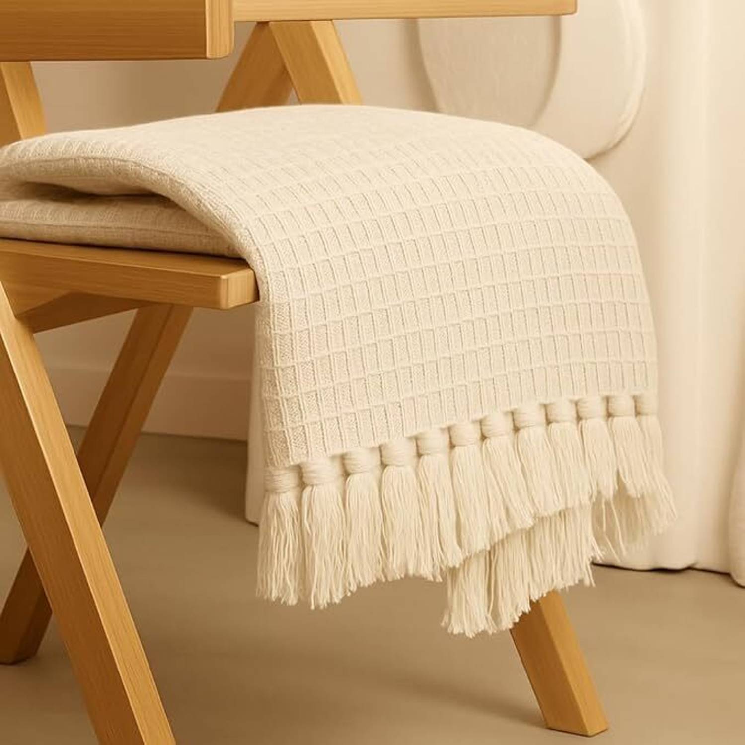 24x7 Home Store Cotton 1 Seater Sofa Checkered Cover