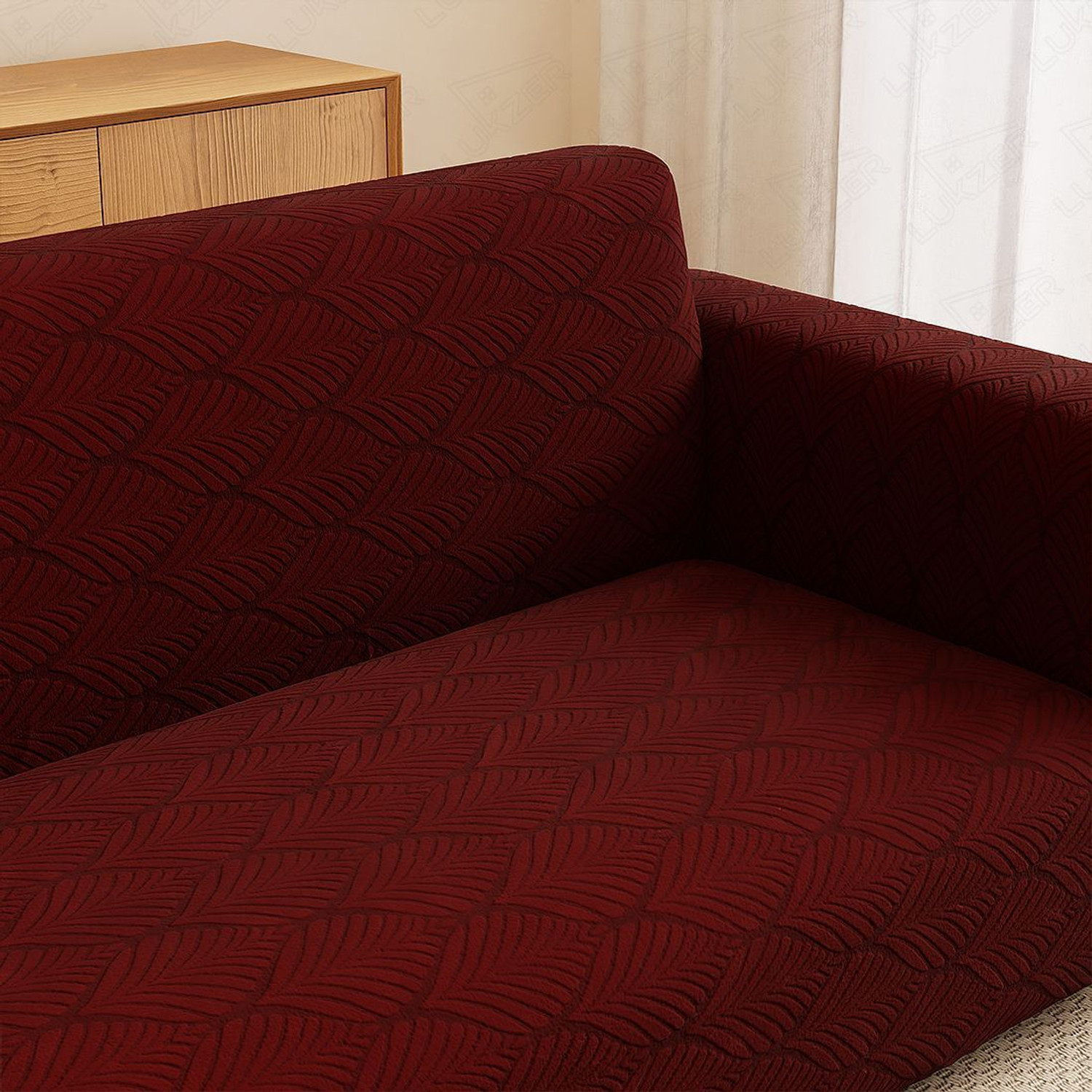 Image of LUKZER Jacquard 3 Seater Sofa Abstract Cover
