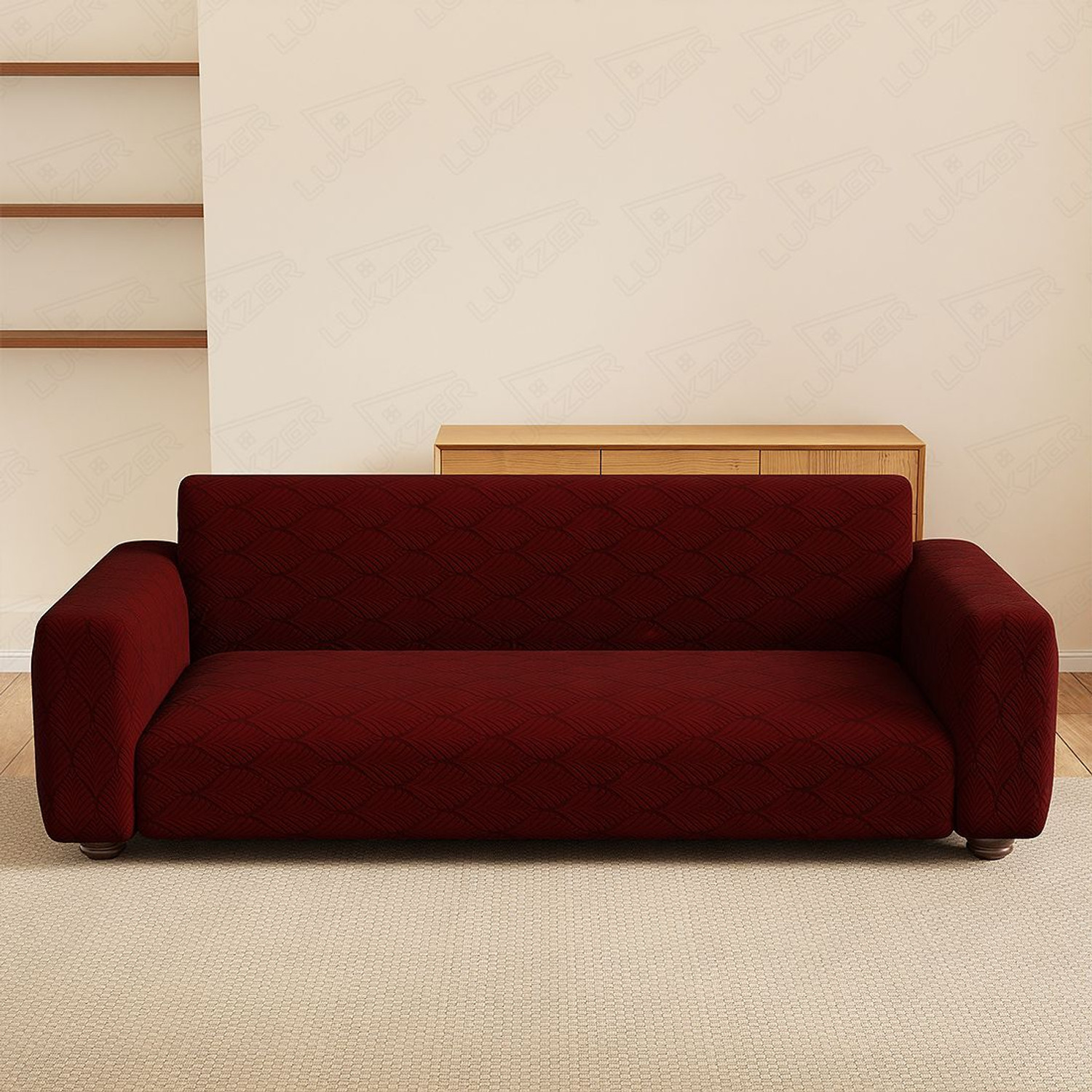 Image of LUKZER Jacquard 3 Seater Sofa Abstract Cover