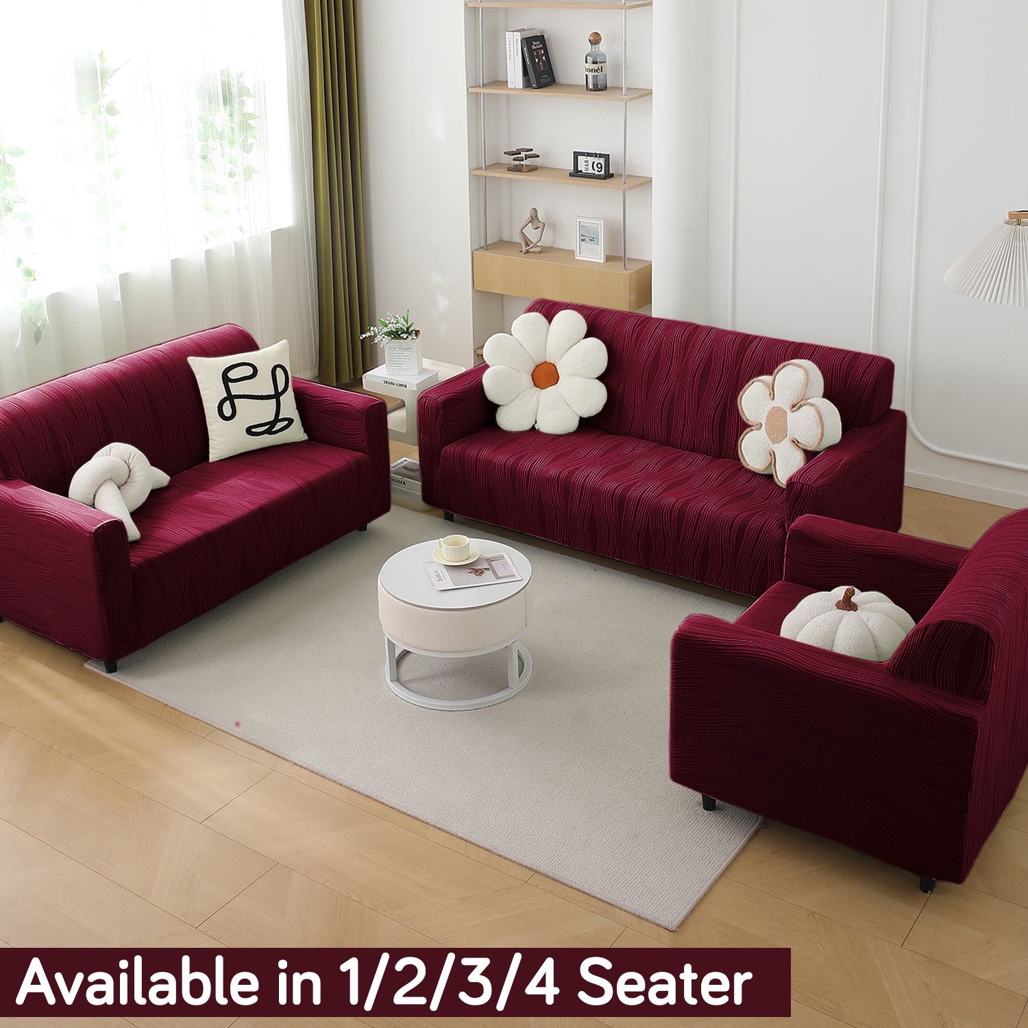 Image of HOKiPO Jacquard 1 Seater Sofa Striped Cover