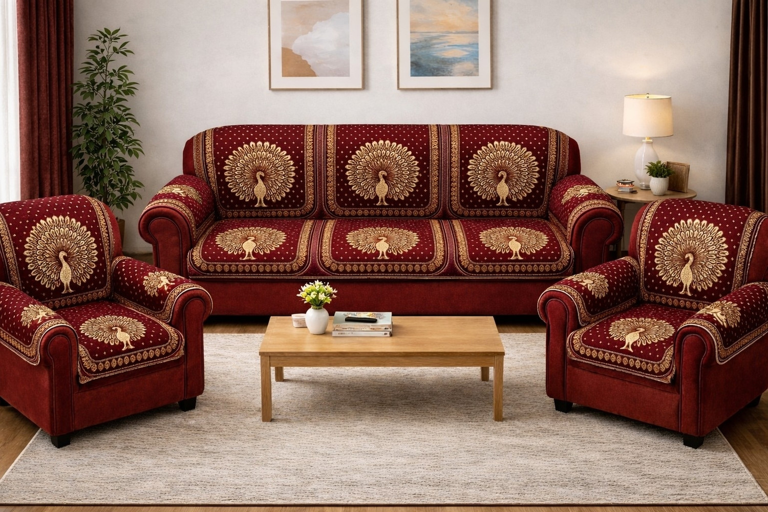 Image of CADY Cotton 3+1+1 Seater Sofa Animal Cover (Pack of 12 Mehron)