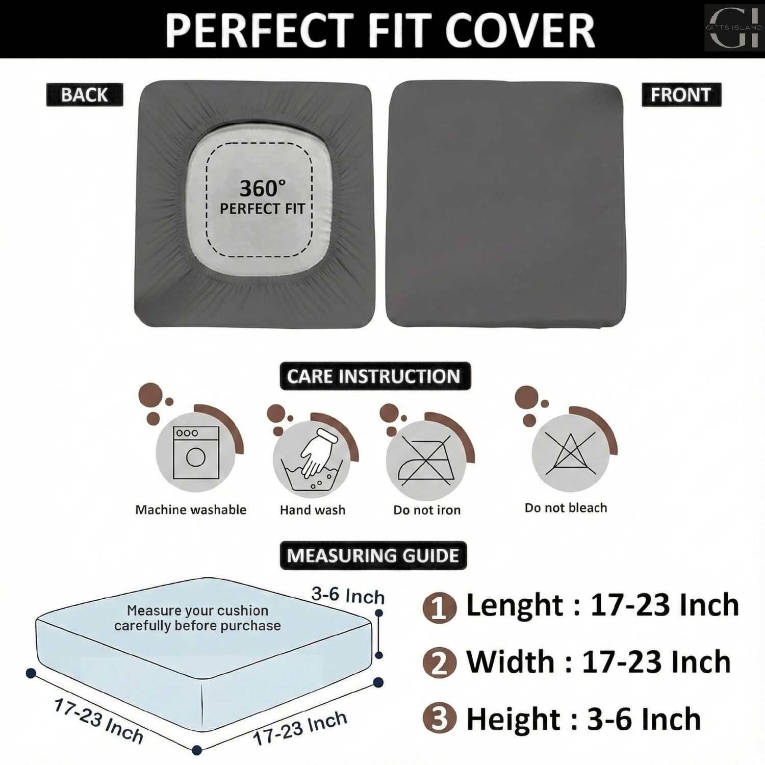 Image of Gifts Island Polyester 3+1+1 Seater Sofa Plain Cover (Pack of 10 Grey Plain)