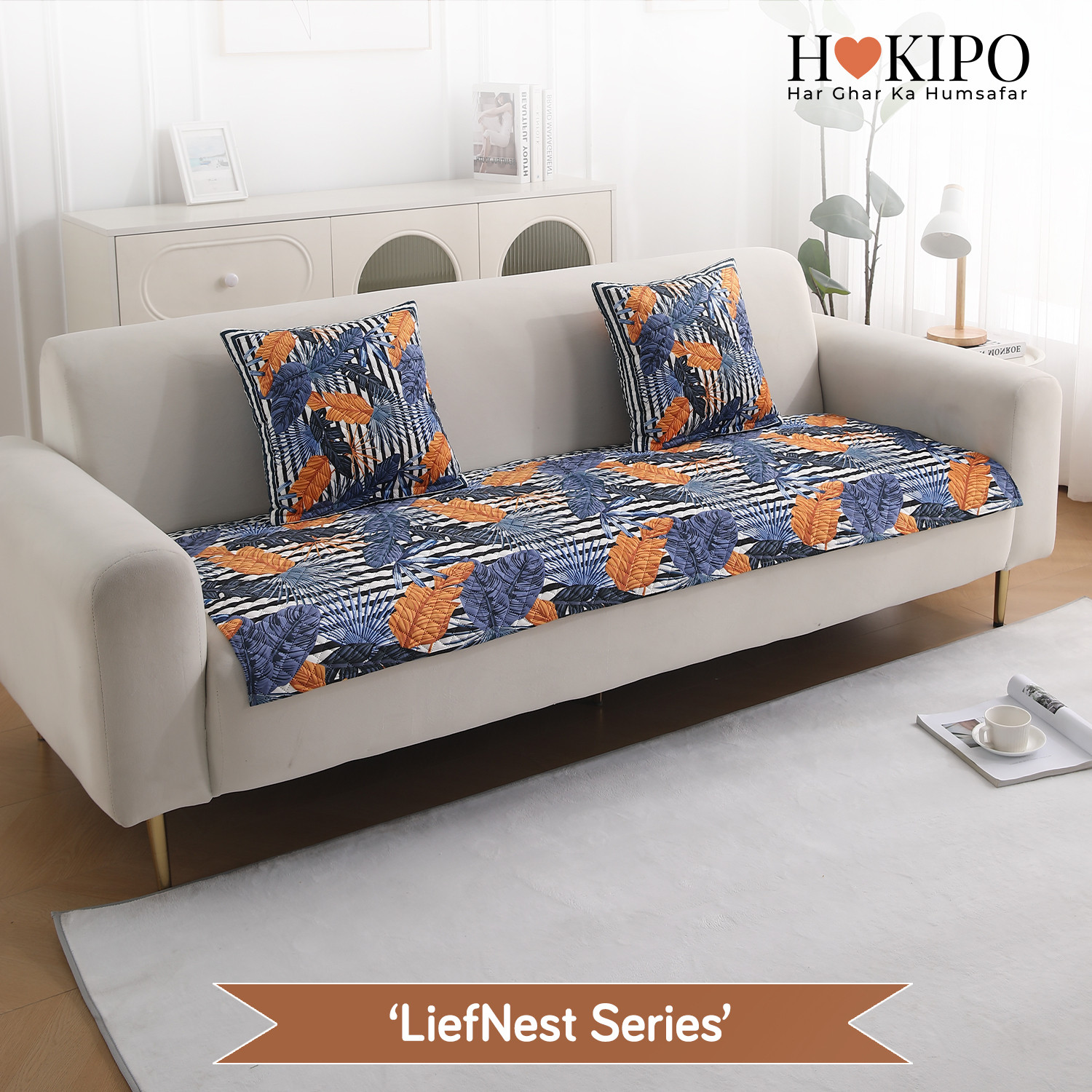 Image of HOKiPO Velvet 4 Seater Sofa Floral Cover