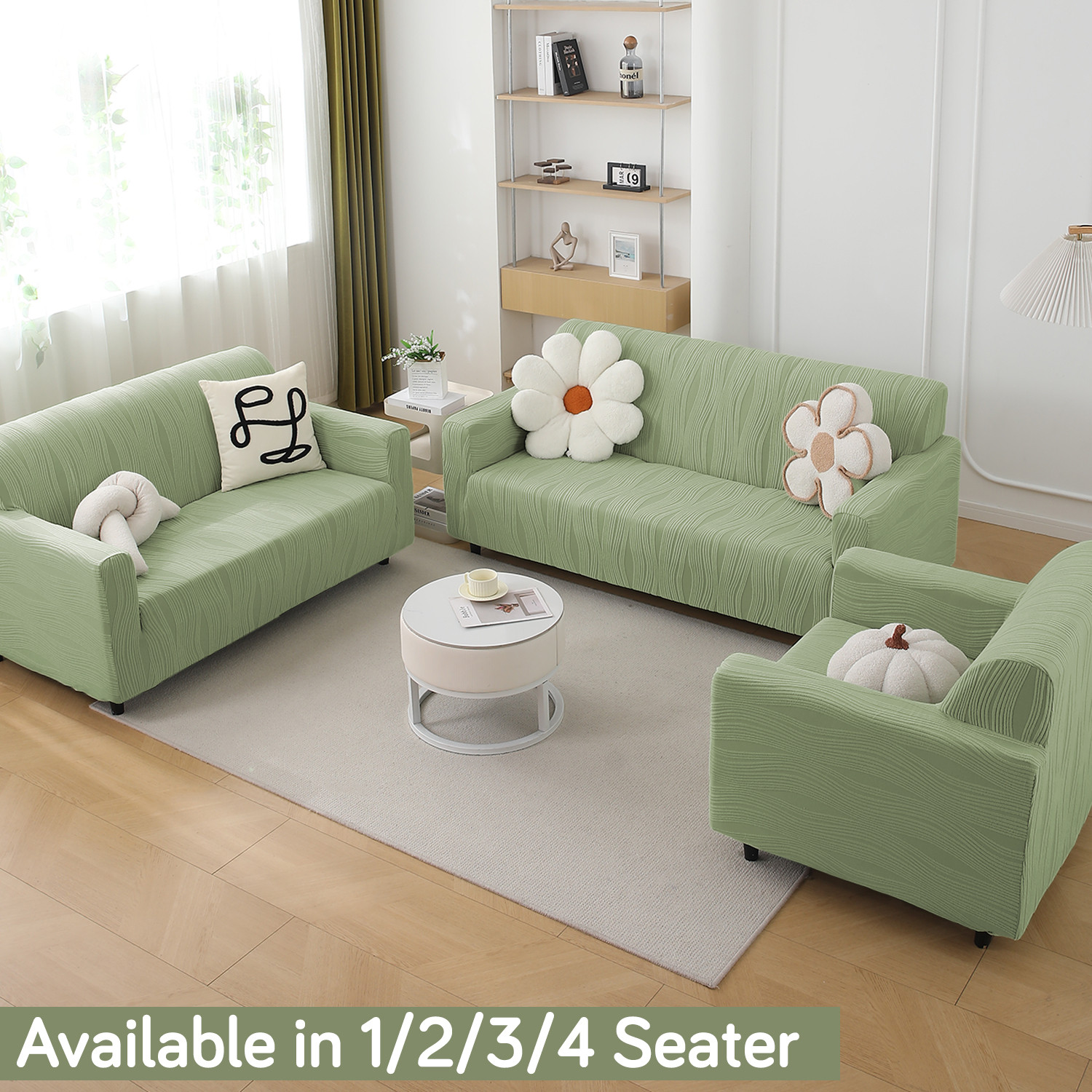 Image of HOKiPO Jacquard 1 Seater Sofa Striped Cover