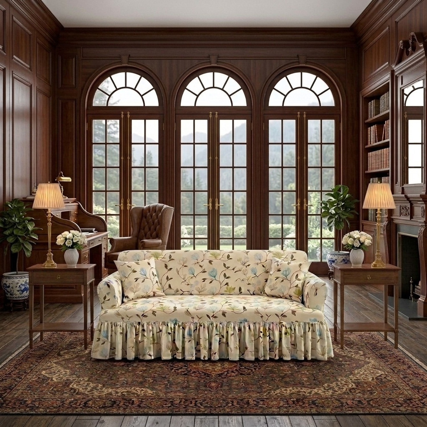 Image of JaiSingh Polycotton 3+1+1 Seater Sofa Floral Cover