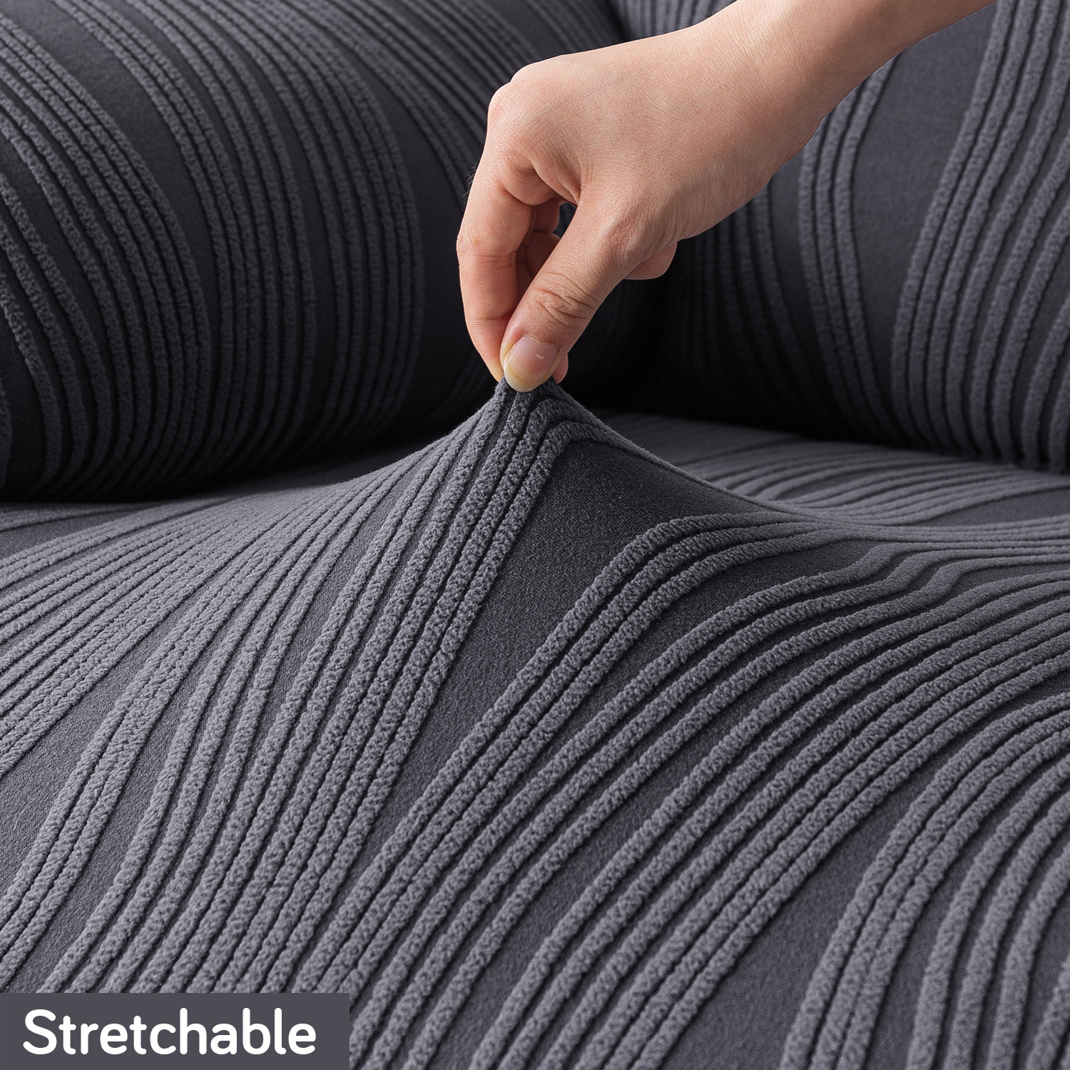 Image of HOKiPO Jacquard 1 Seater Sofa Striped Cover