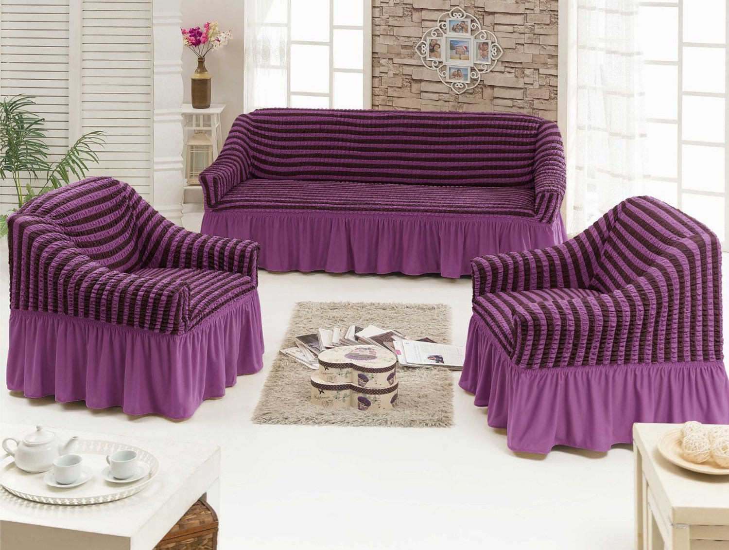Image of Multitex Polyester 3+1+1 Seater Sofa Plain Cover