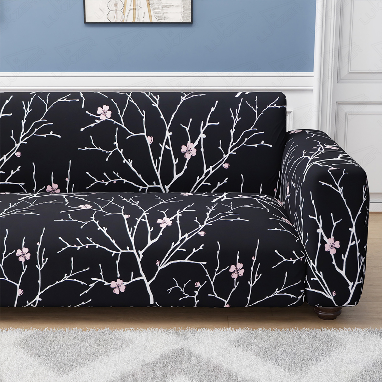 Image of LUKZER Polyester 4 Seater Sofa Floral Cover