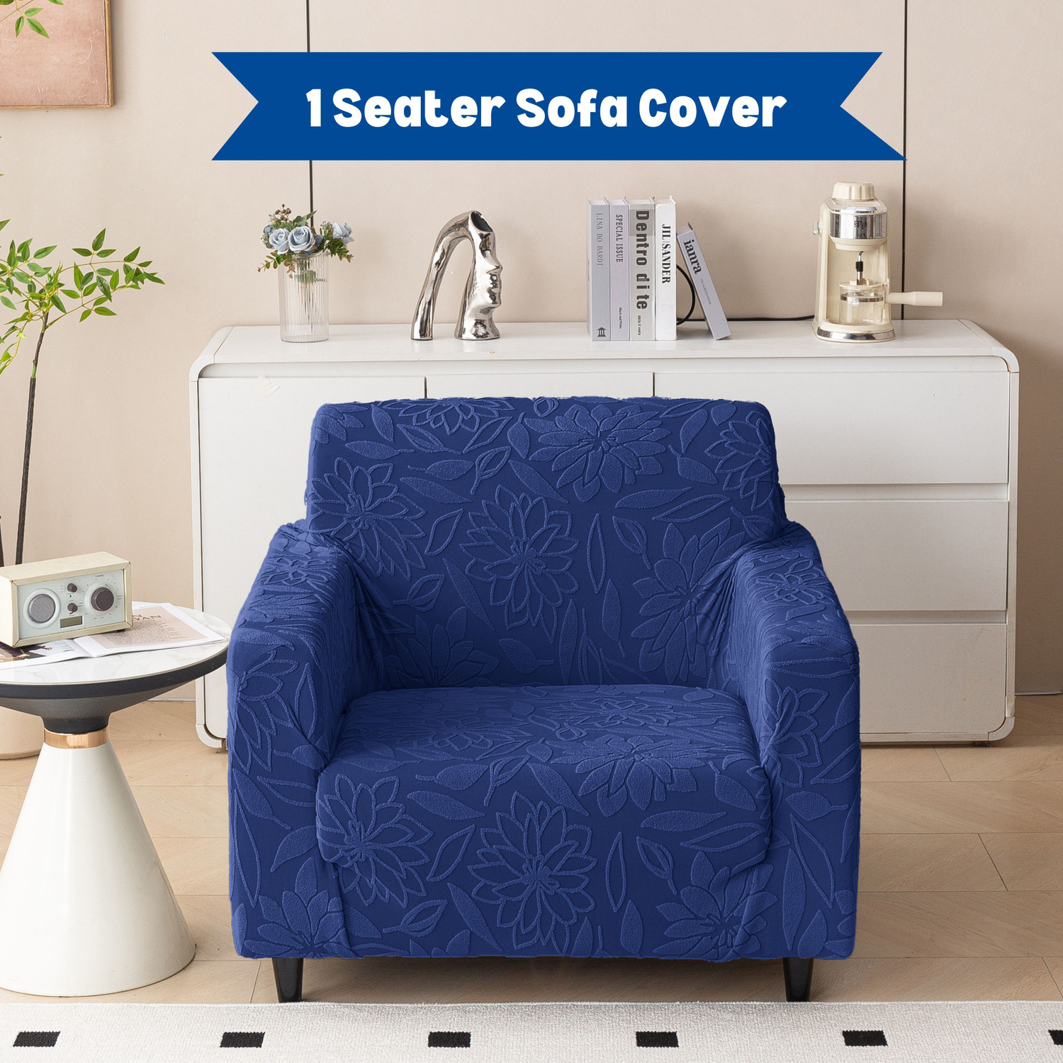 Image of Magical Jacquard 1 Seater Sofa Floral Cover