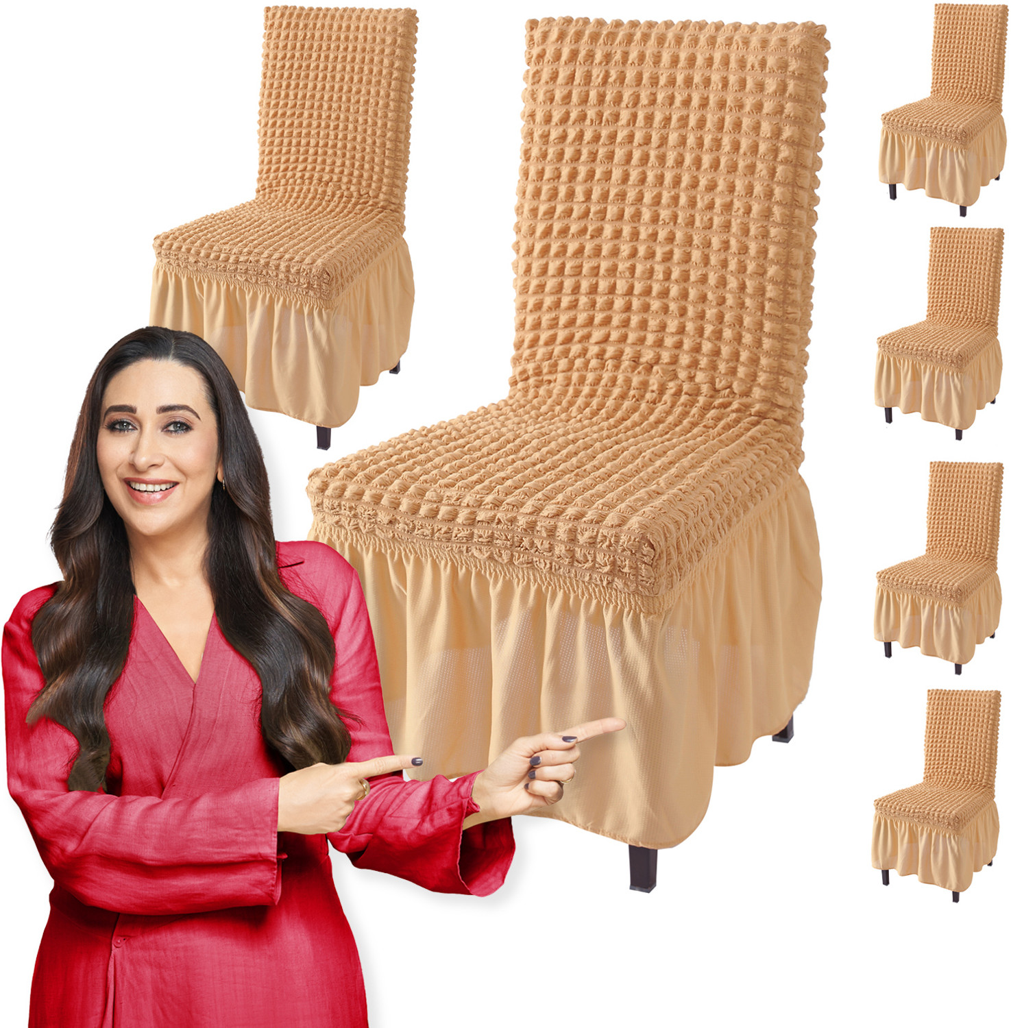 Image of HOKiPO Polyester 6 Seater Chair Plain Cover