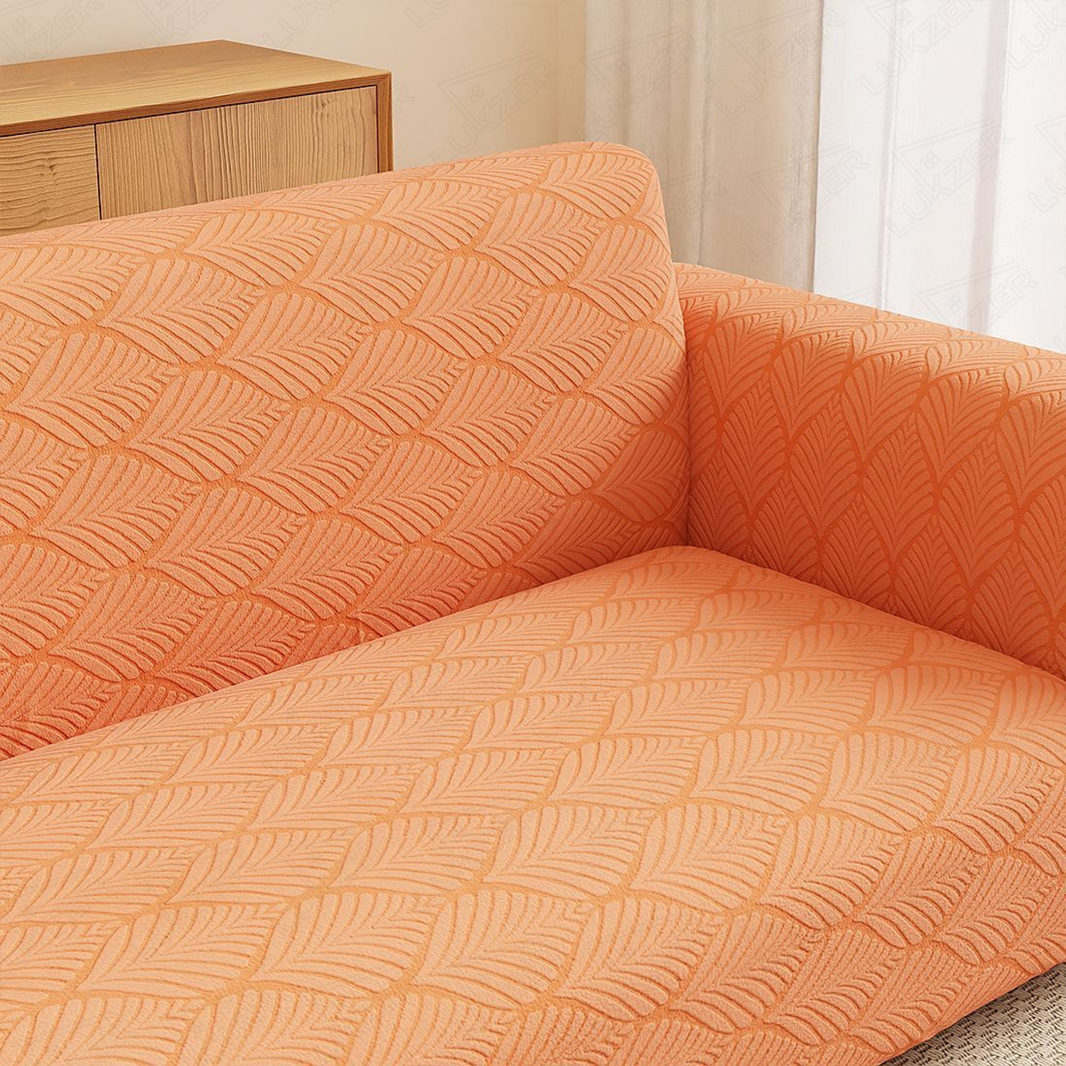 Image of LUKZER Jacquard 3 Seater Sofa Abstract Cover