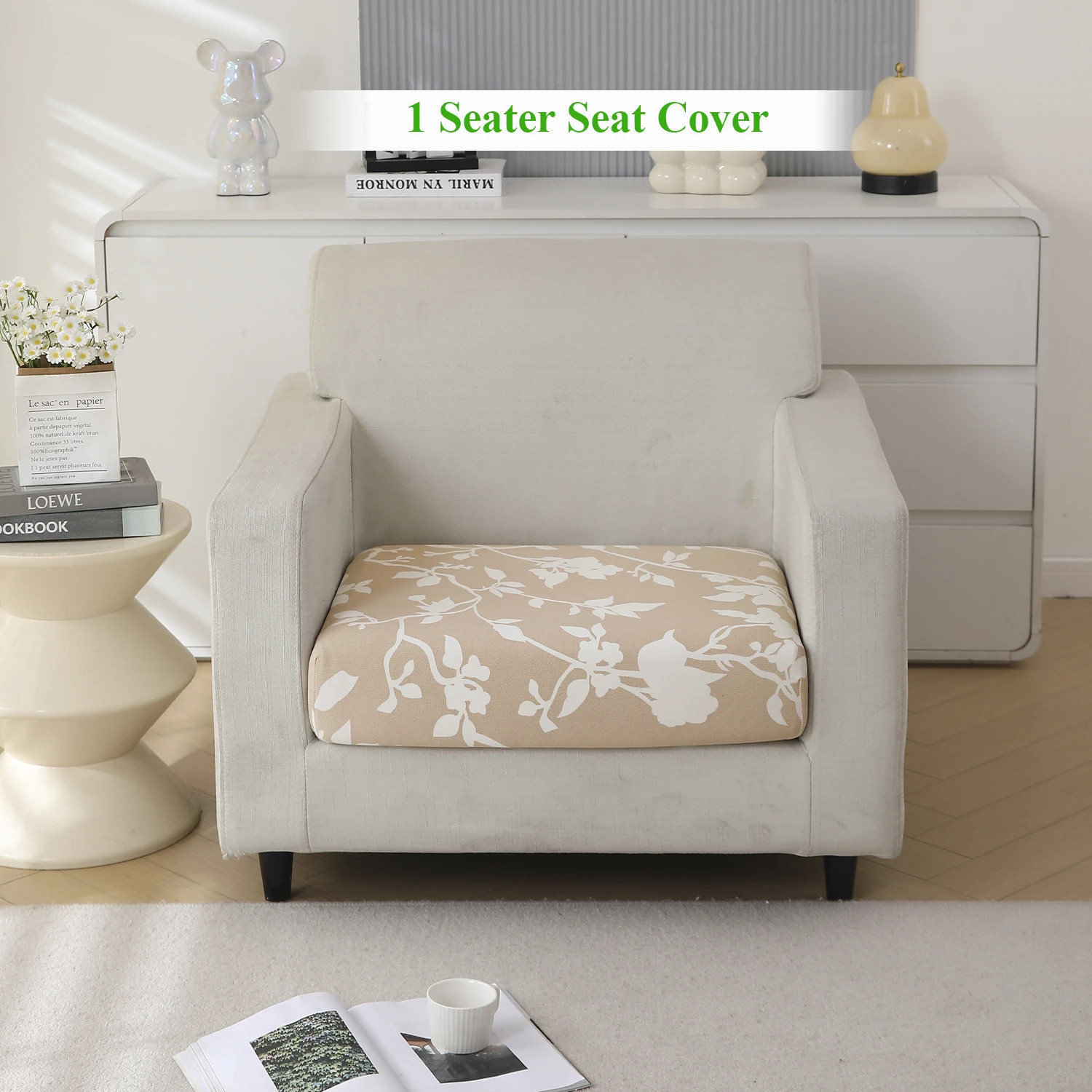 Image of HOKiPO Polyester 1 Seater Sofa Floral Cover