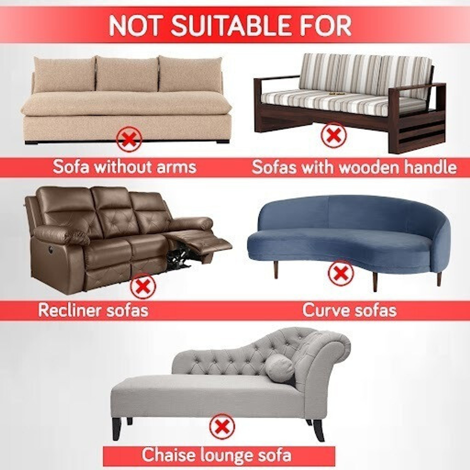 Image of HOKiPO Polyester 3 Seater Sofa Plain Cover