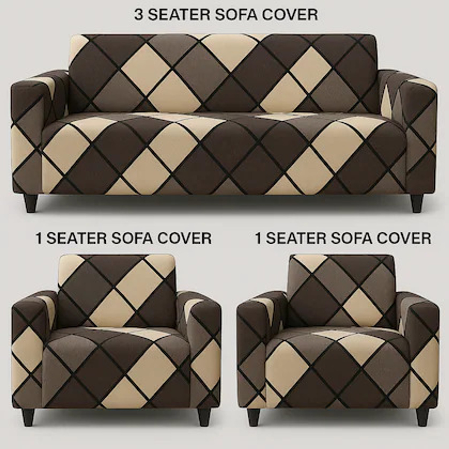 papsun Polyester 3+1+1 Seater Sofa Printed Cover