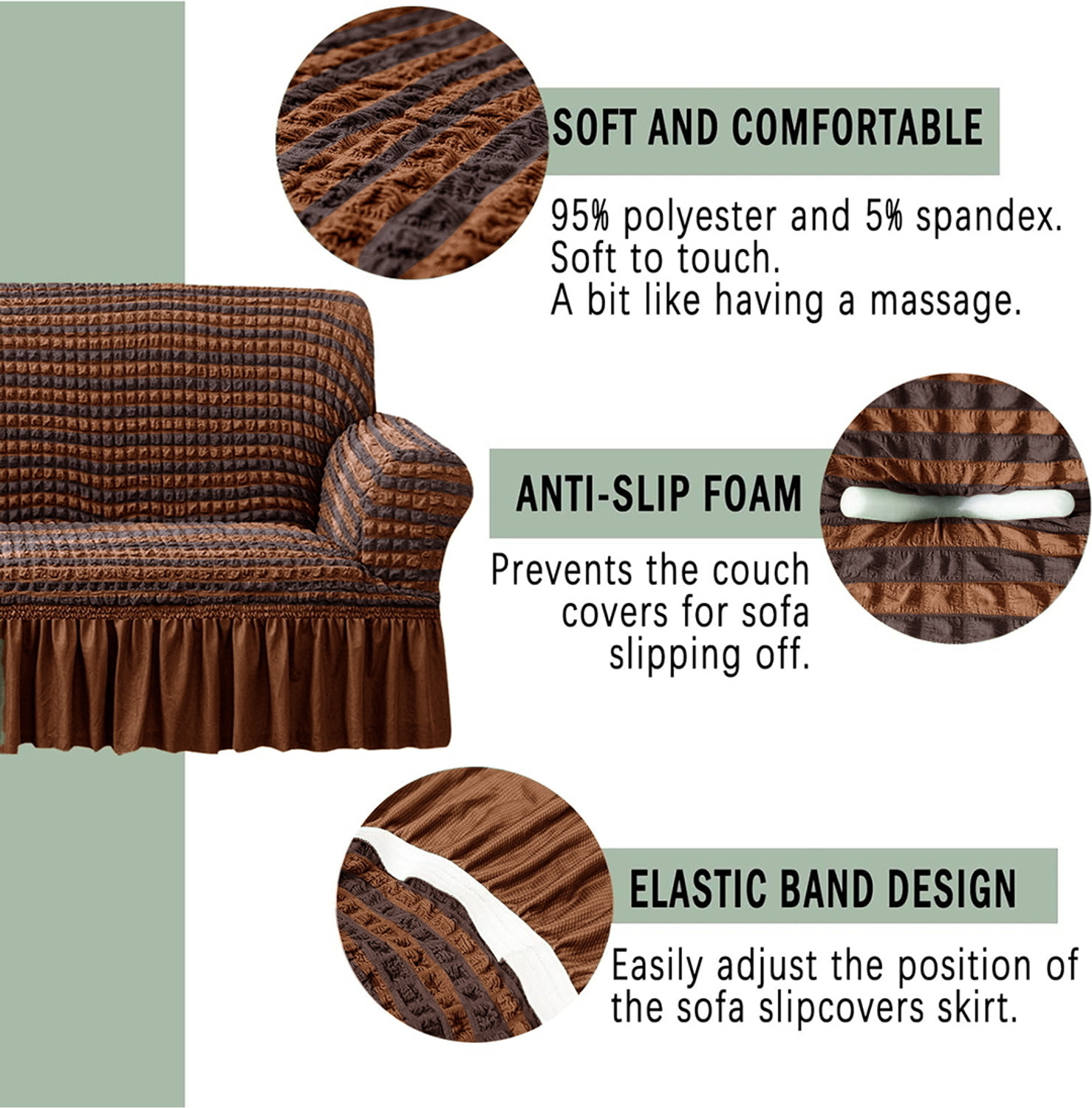 Image of Flipkart SmartBuy Polyester 1 Seater Sofa Geometric Cover (Pack of 1 Brown, Black)