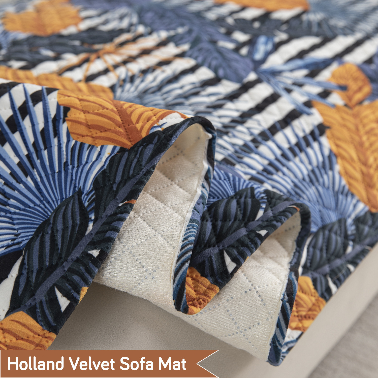 Image of HOKiPO Velvet 150 cm Sofa Floral Cover