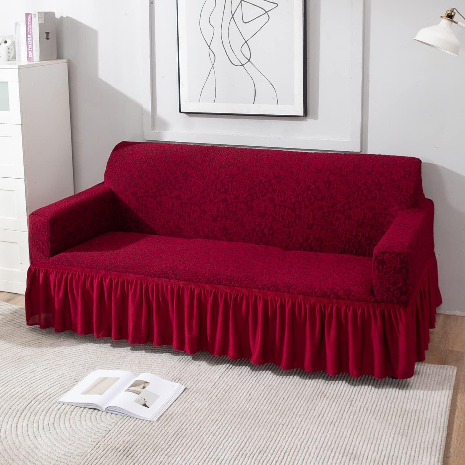 Image of HOKiPO Jacquard 3+1+1 Seater Sofa Floral Cover