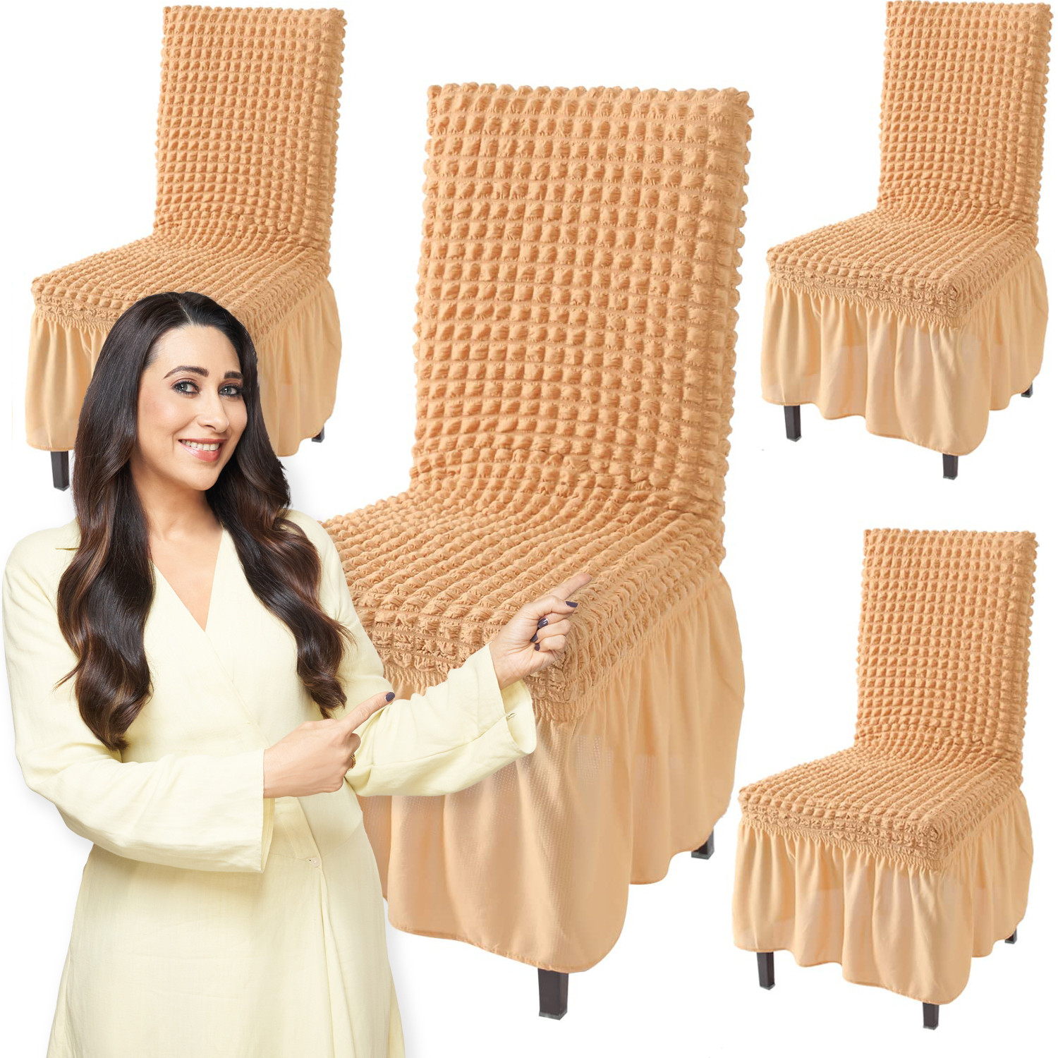 Image of HOKiPO Polyester 4 Seater Chair Plain Cover