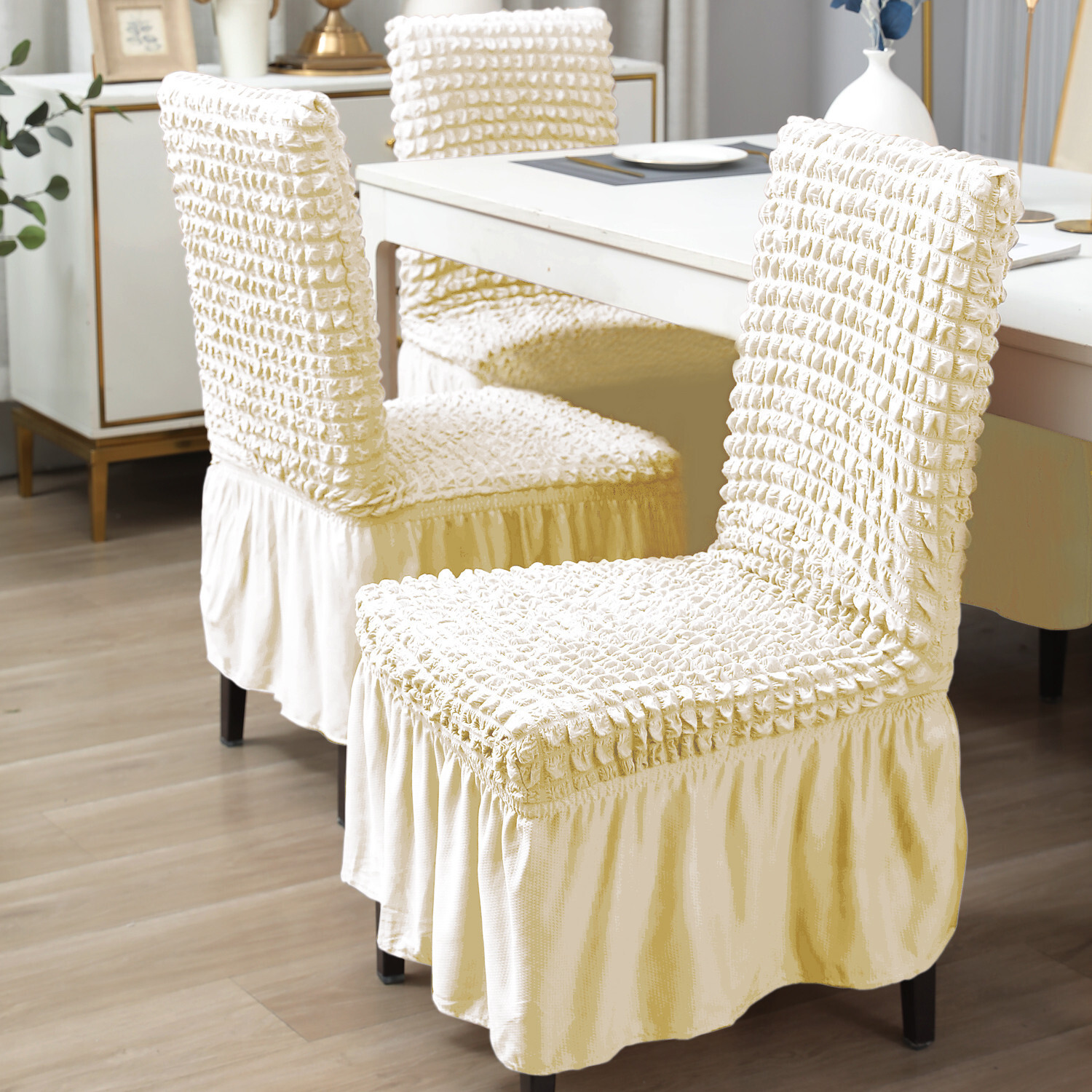 Image of HOKiPO Polyester 4 Seater Chair Plain Cover