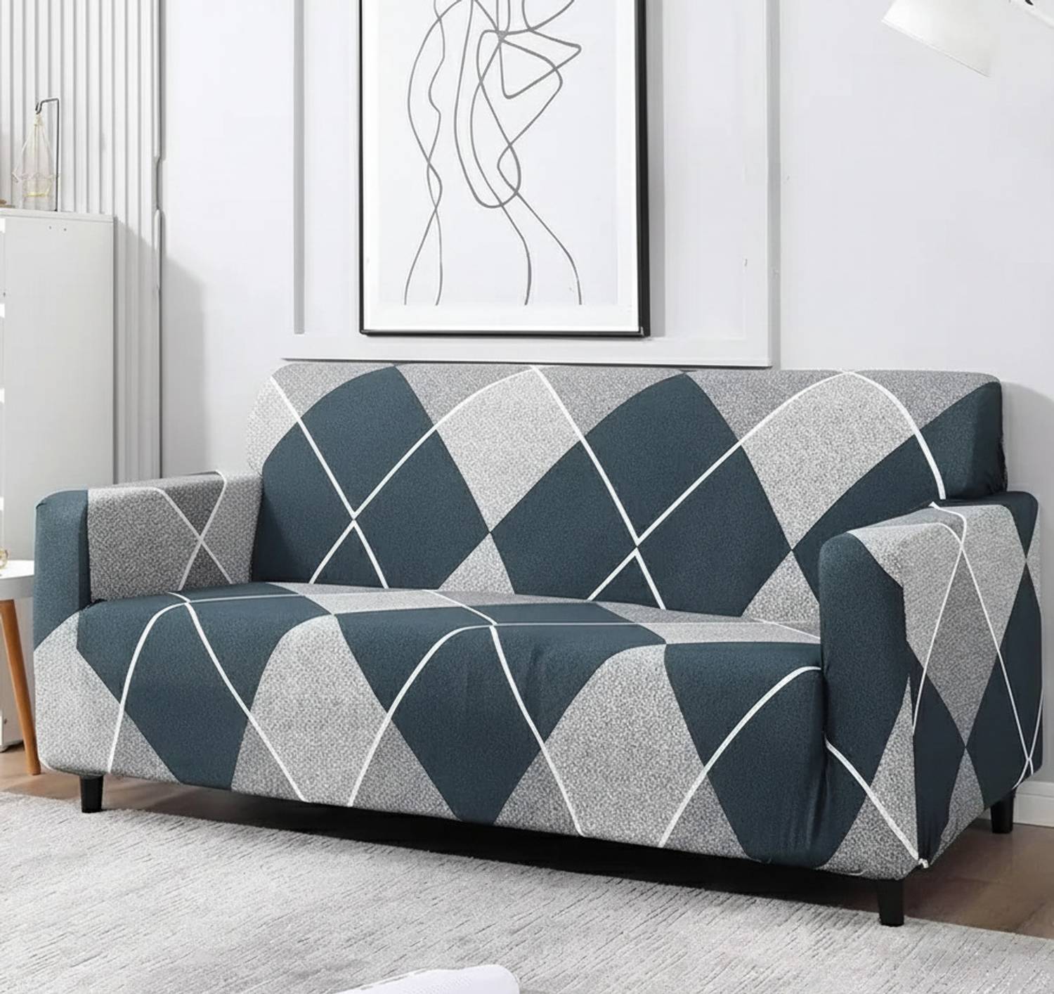 Jai Polycotton 3 Seater Sofa Geometric Cover Pack of 1 - Image 5